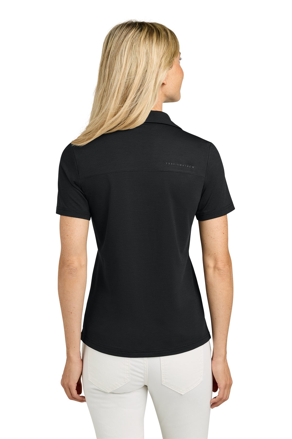 TravisMathew Womens Onward Custom Polos, Black [Fire Solutions]
