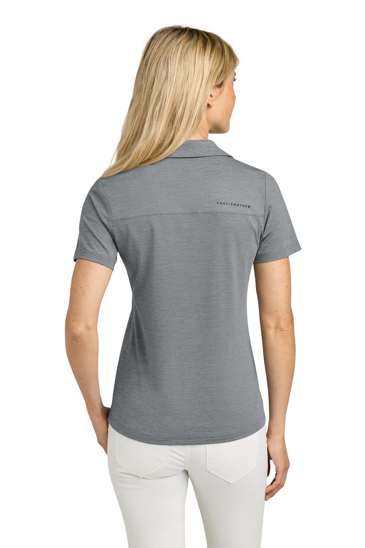 TravisMathew Womens Onward Custom Polos, Grey Heather [Vision Electric and Systems]