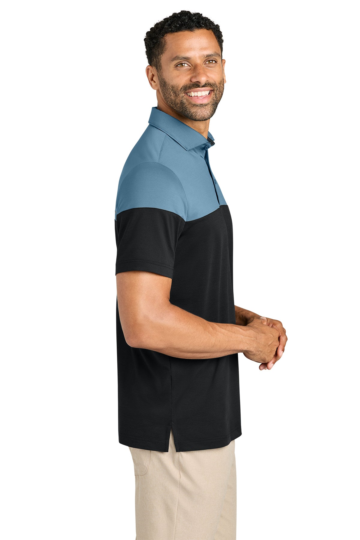 TravisMathew Onward Colorblock Custom Polos, Blue/ Black
