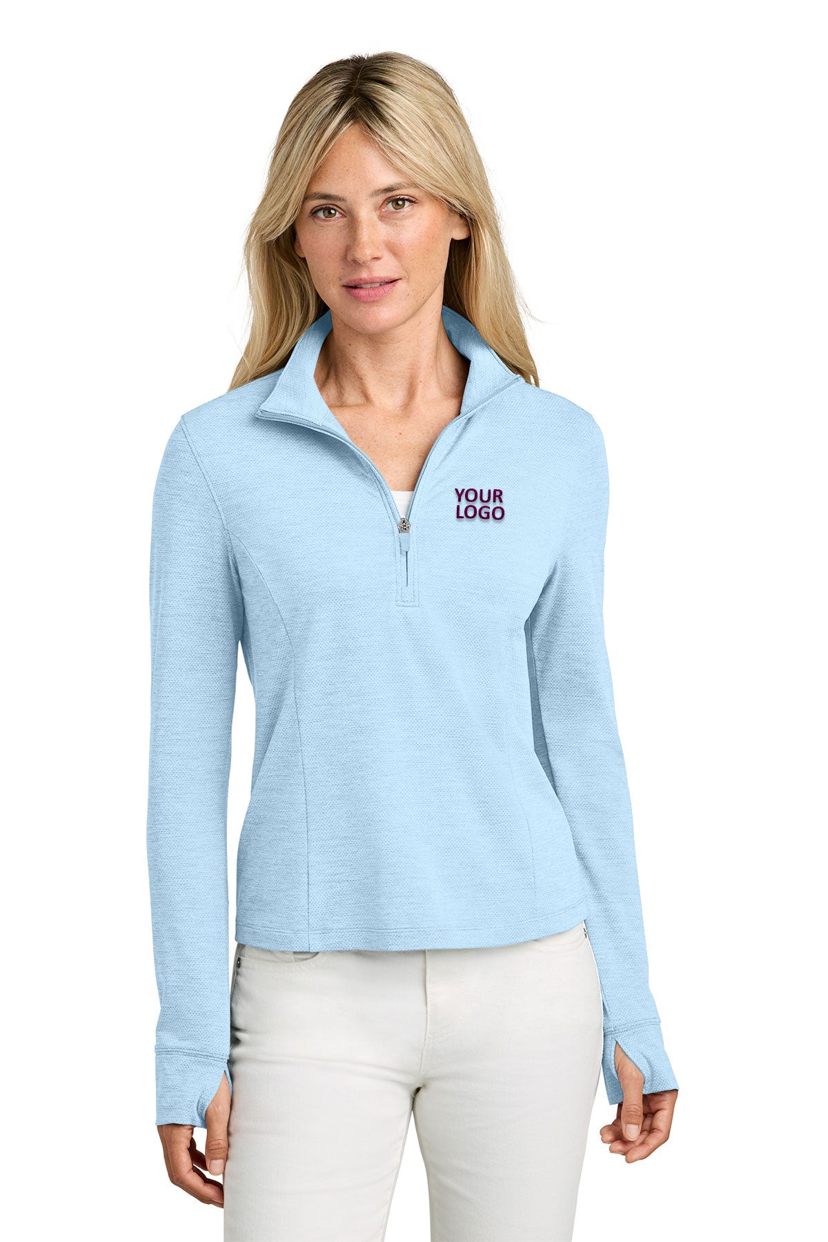 TravisMathew Womens Onward Custom 1/2-Zips, Blue Heather [Executive Construction]