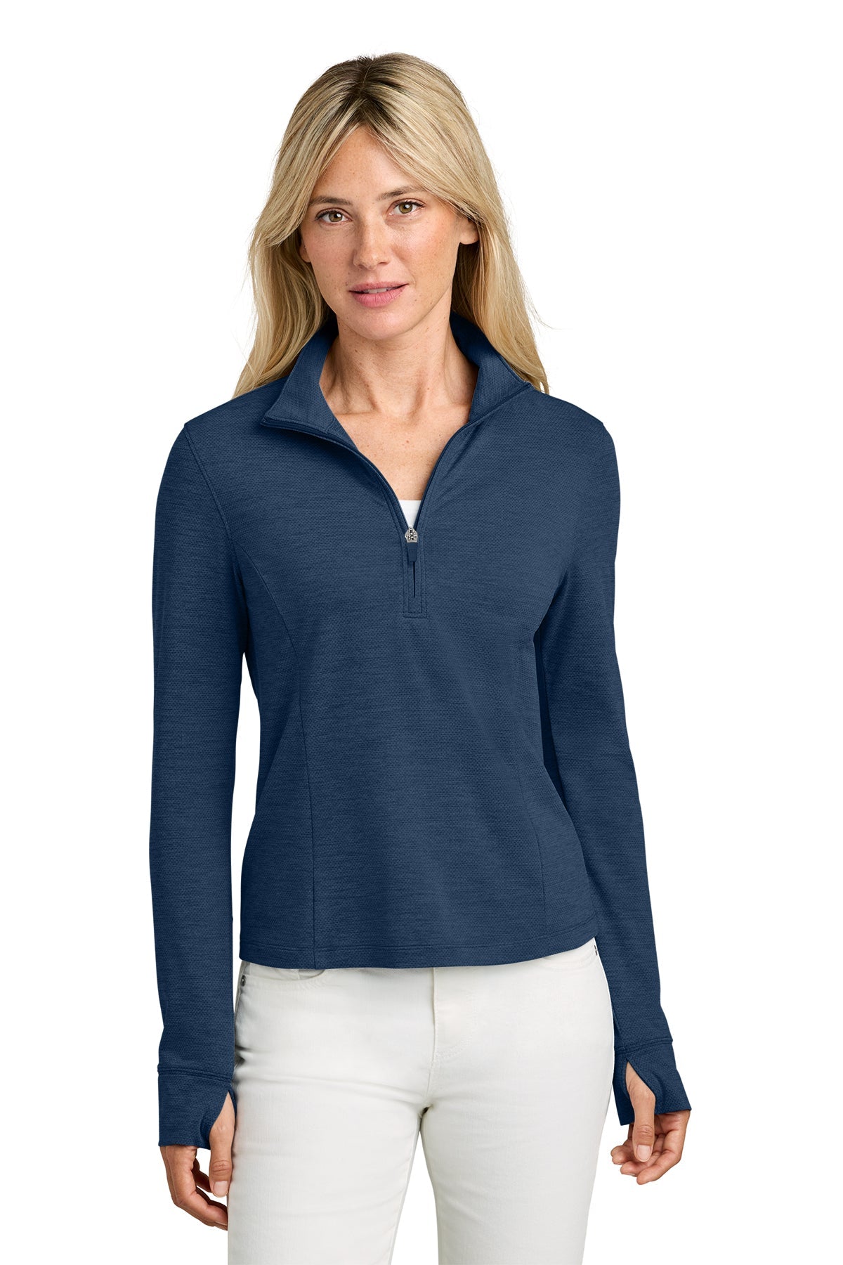 TravisMathew Womens Onward Custom 1/2-Zips, Navy Heather [CIO Wealth Strategies]