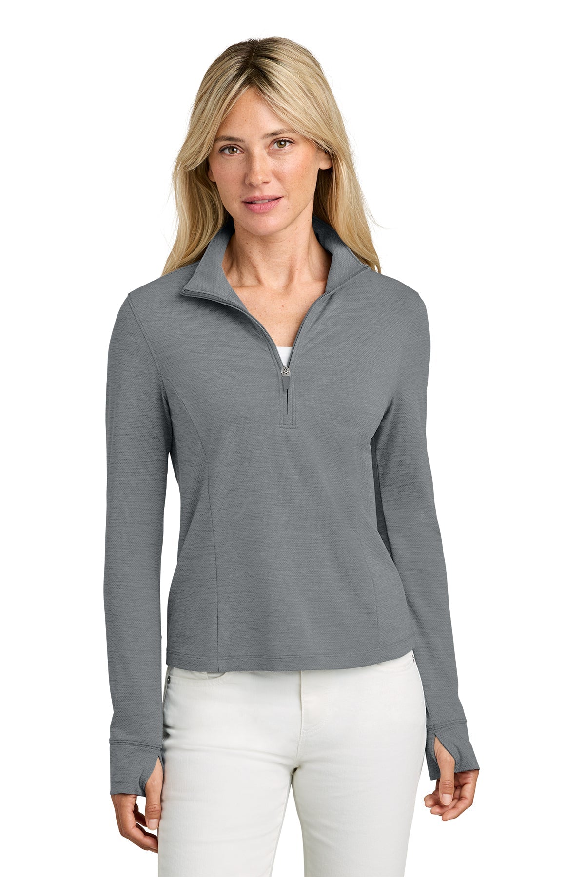 TravisMathew Womens Onward Custom 1/2-Zips, Grey Heather [Fire Solutions]