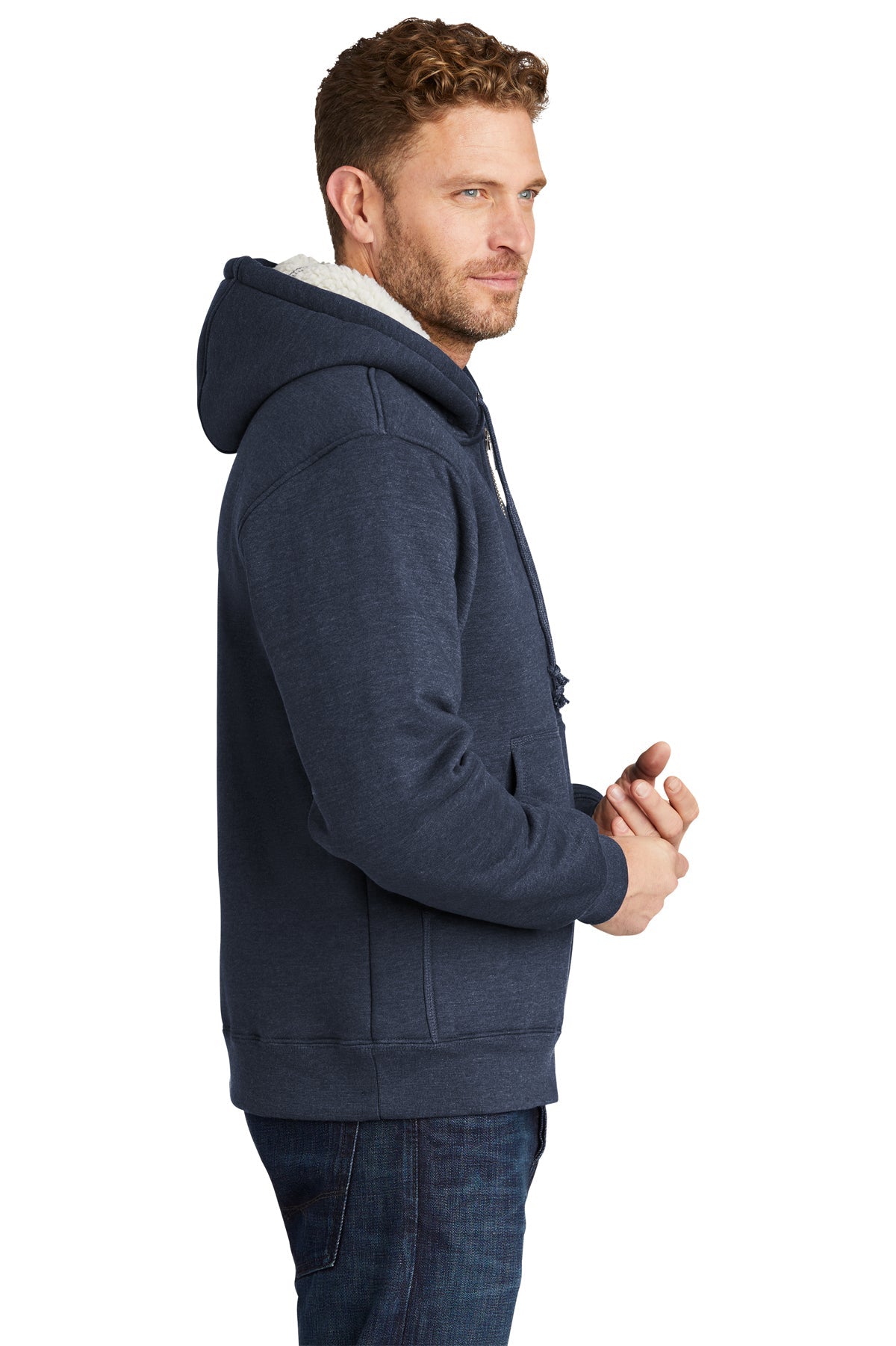 CornerStone Sherpa-Lined Hooded Fleece Jacket, Navy [IEC Central Ohio]