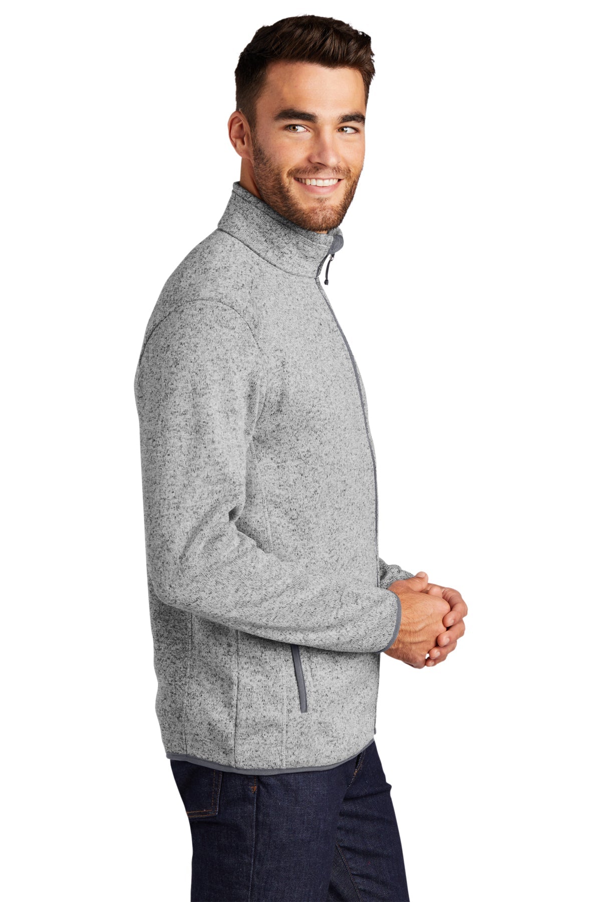 Port Authority Sweater Fleece Customized Jackets, Grey Heather [Labenz & Associates]