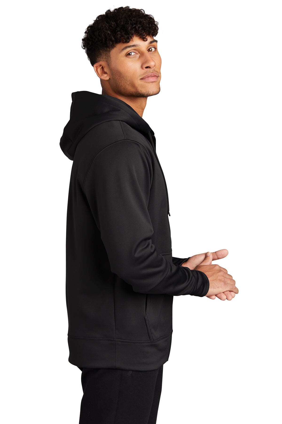 Sport-Tek Sport-Wick Fleece Custom Full-Zip Hooded Jackets, Black [Olive Crest]