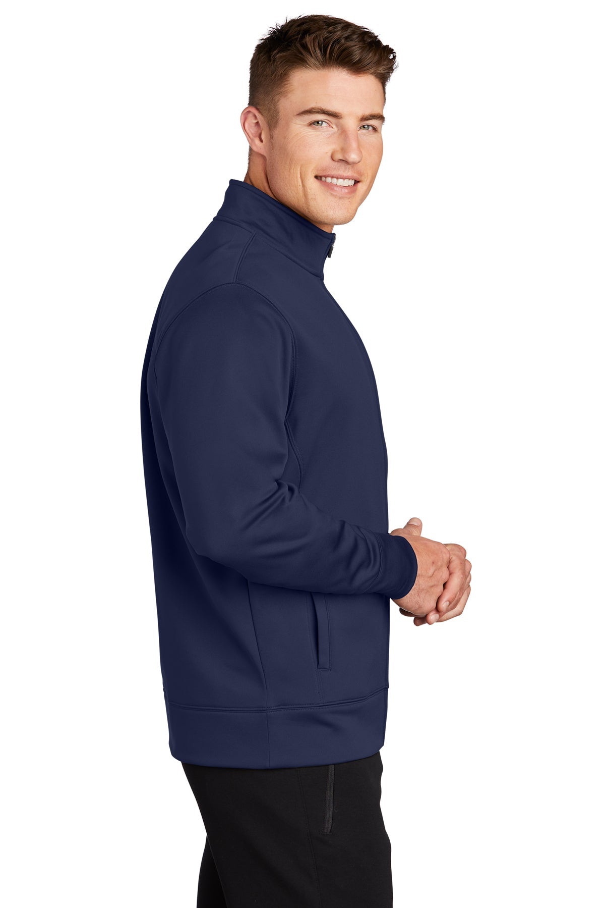 Sport-Tek Sport-Wick Fleece Branded Full-Zip Jackets, Navy [Guardian Pharmacy of Cincinnati DBA Mullaneys]