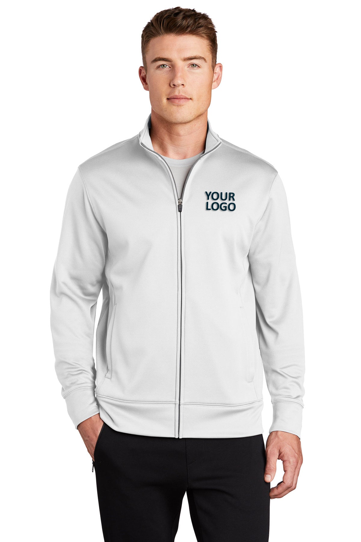 Sport-Tek Sport-Wick Fleece Branded Full-Zip Jackets, White [Orpical Technology Solutions]