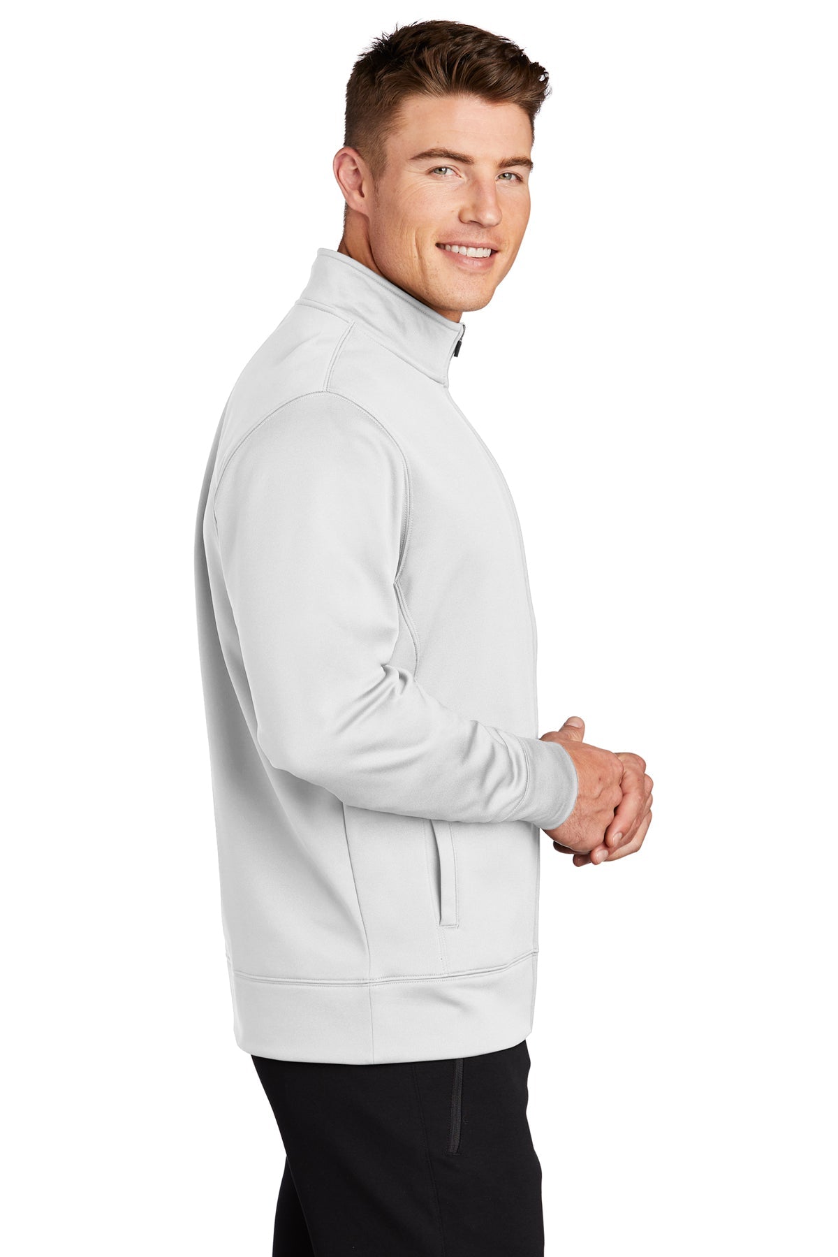 Sport-Tek Sport-Wick Fleece Branded Full-Zip Jackets, White [Orpical Technology Solutions]