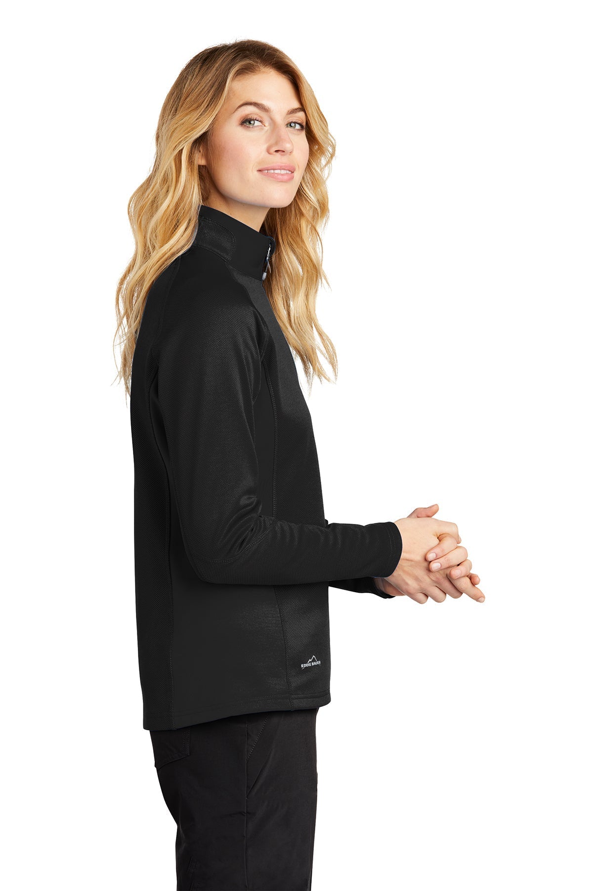 Eddie Bauer Ladies Branded Half-Zip Performance Fleece, Black [Allendale Machinery Systems]