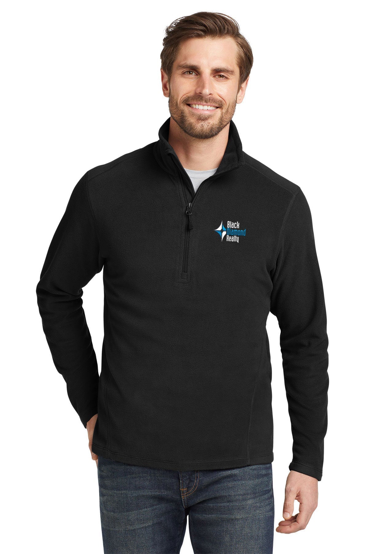 Eddie Bauer Half-Zip Microfleece, Black [Black Diamond Realty]