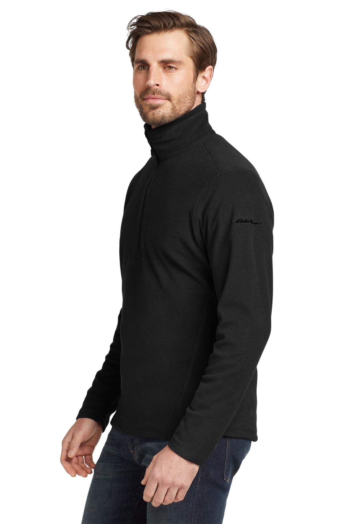 Eddie Bauer Half-Zip Microfleece, Black [Black Diamond Realty]