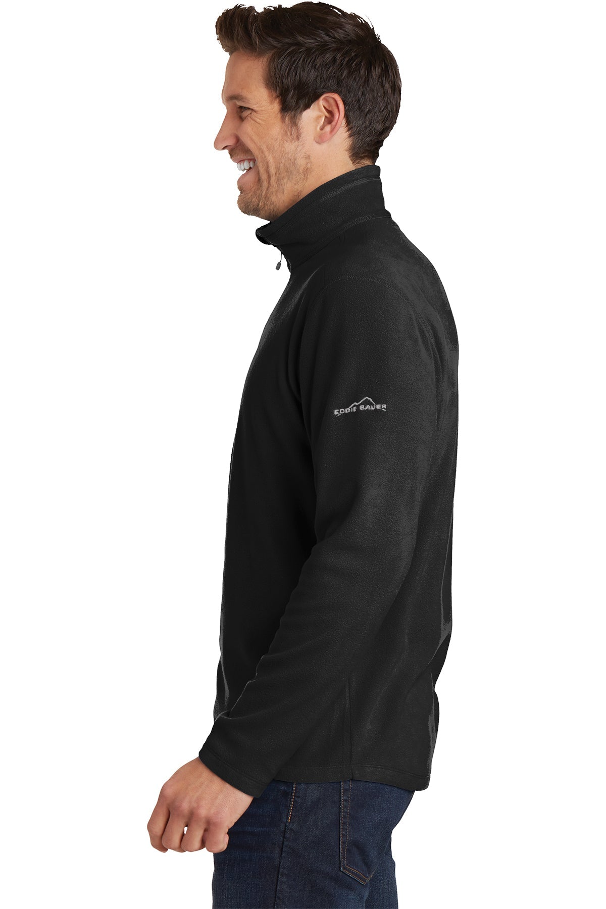 Eddie Bauer 1/2-Zip Custom Microfleece Jackets, Black [Olive Crest]