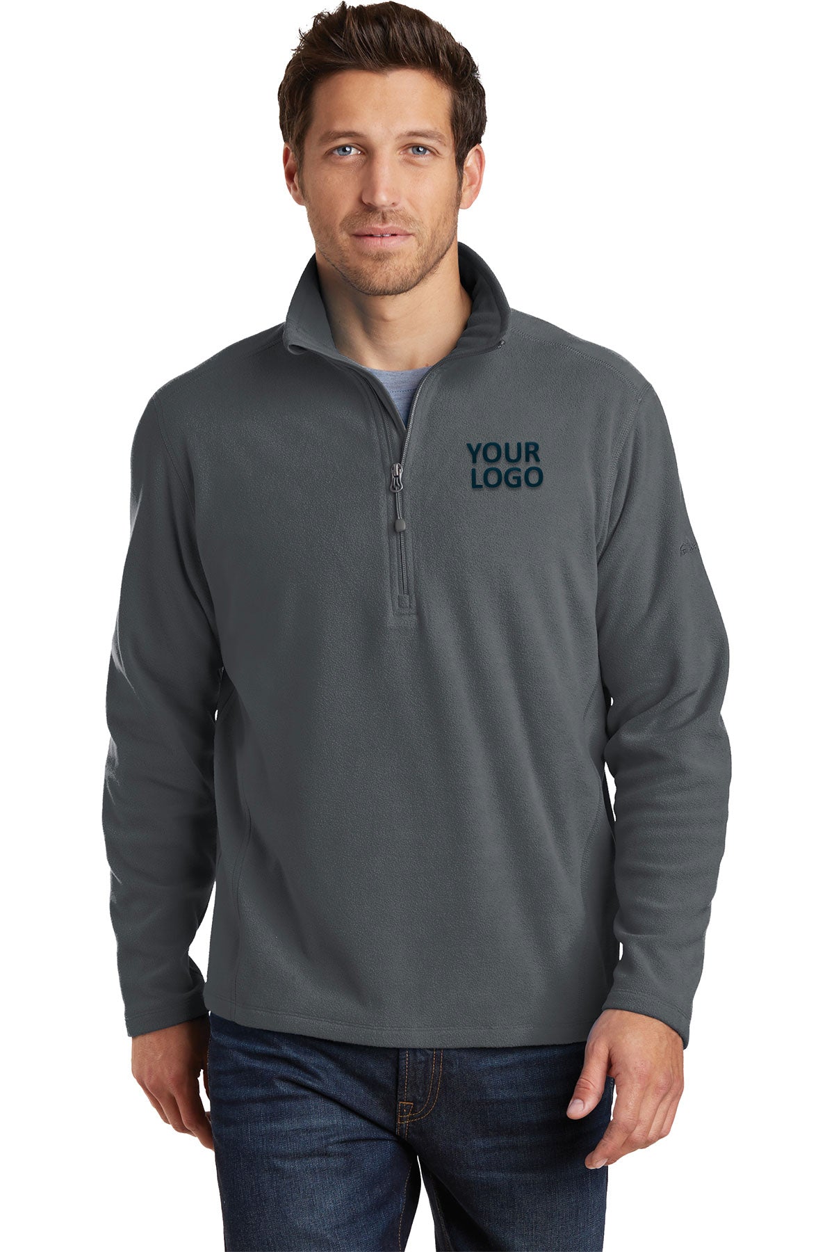 Eddie Bauer 1/2-Zip Custom Microfleece Jackets, Grey Steel [CommStar Credit Union]