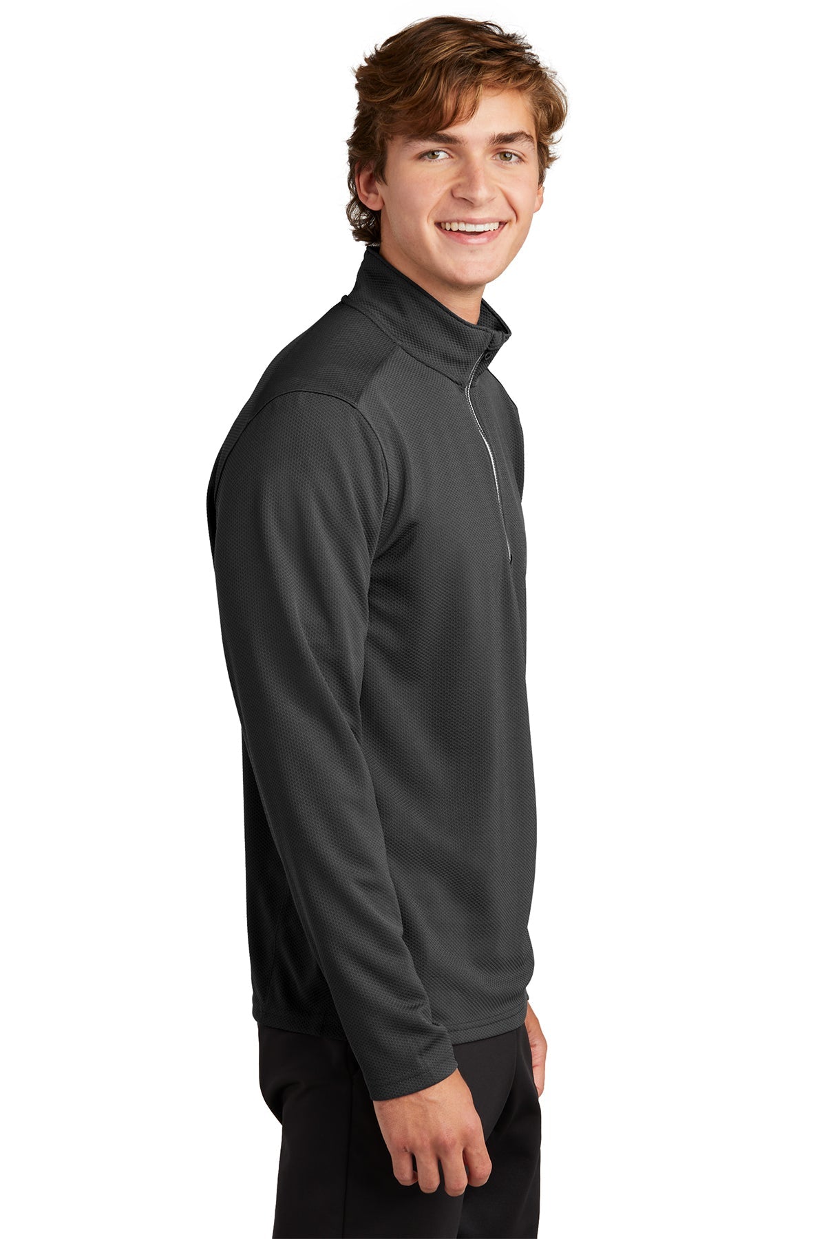 Sport-Tek Sport-Wick Textured Customized 1/4-Zip Pullovers, Black [Orpical Technology Solutions]