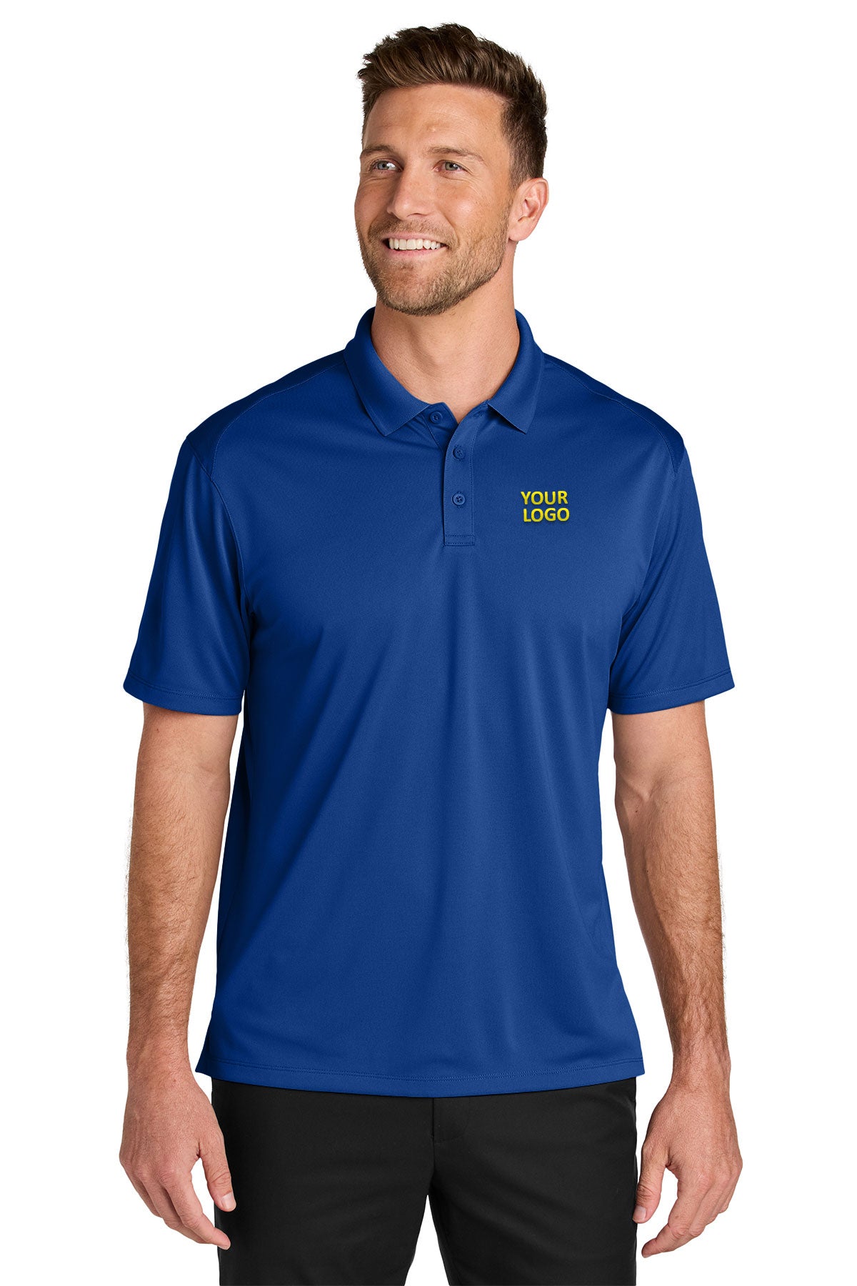 Custom Port Authority TLK240 True Royal polo shirt with logo embroidered