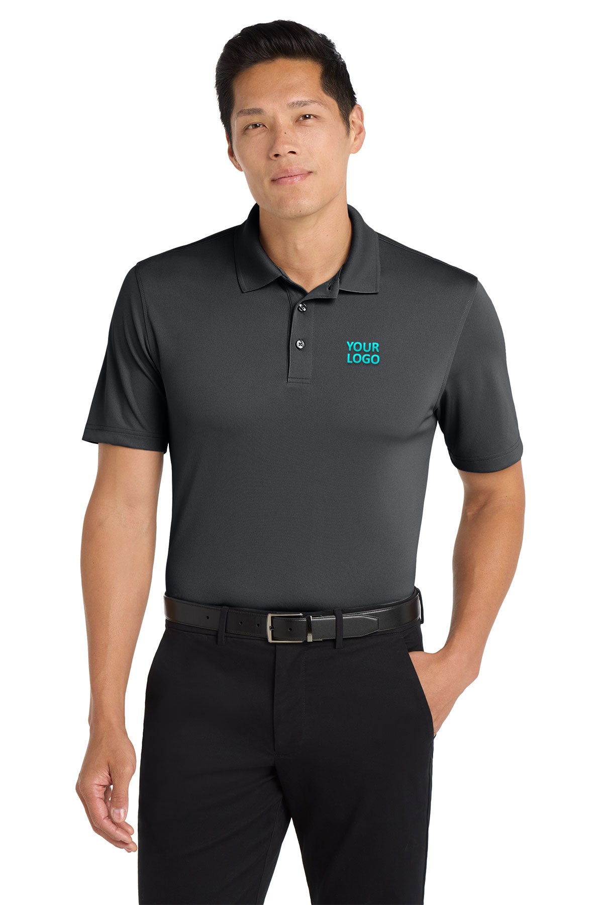 Custom Port Authority TLK110 Graphite custom polo shirts with logo