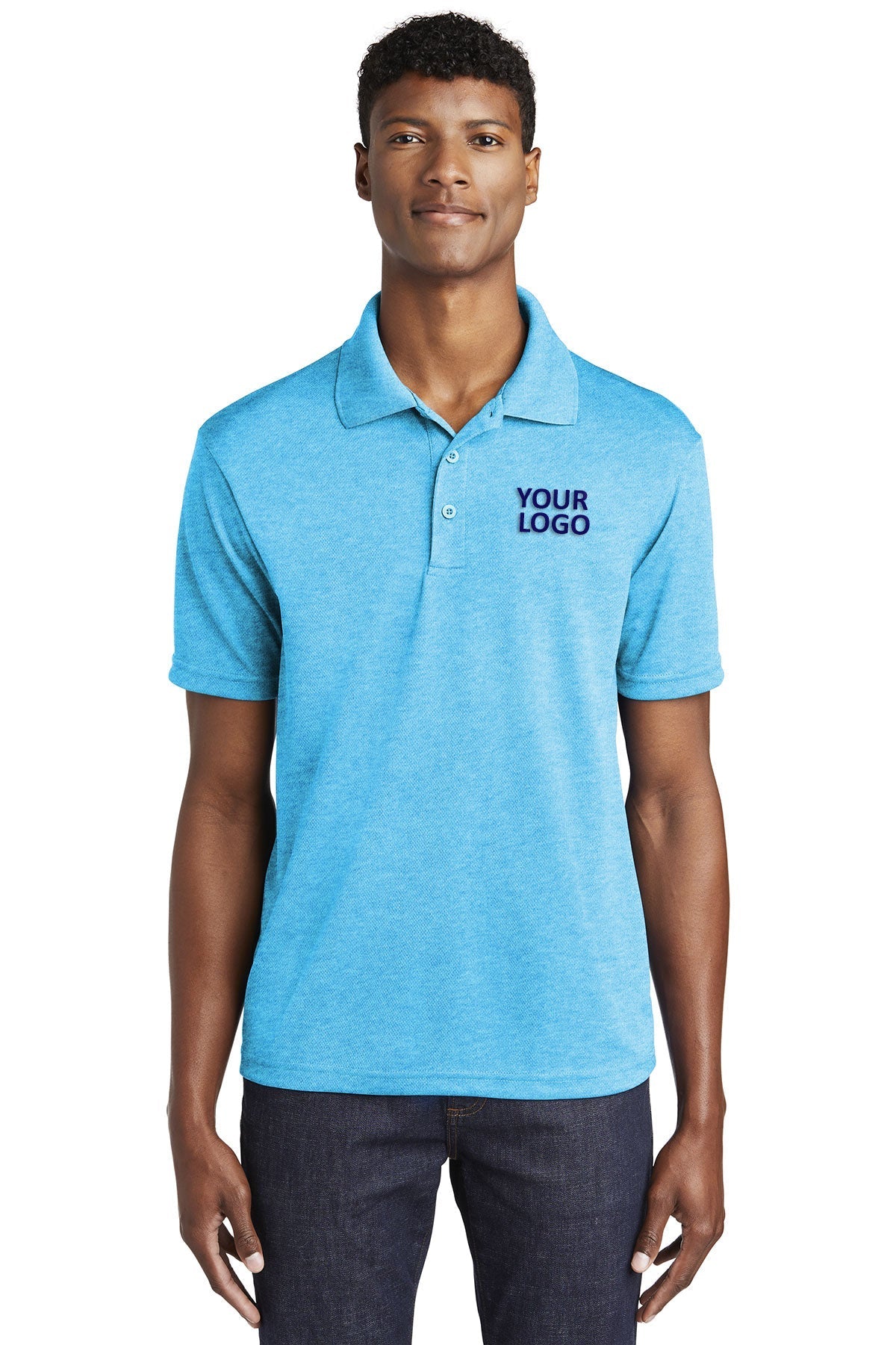 Sport-Tek PosiCharge Branded RacerMesh Polos, Pond Blue Heather [Saffire LLC]