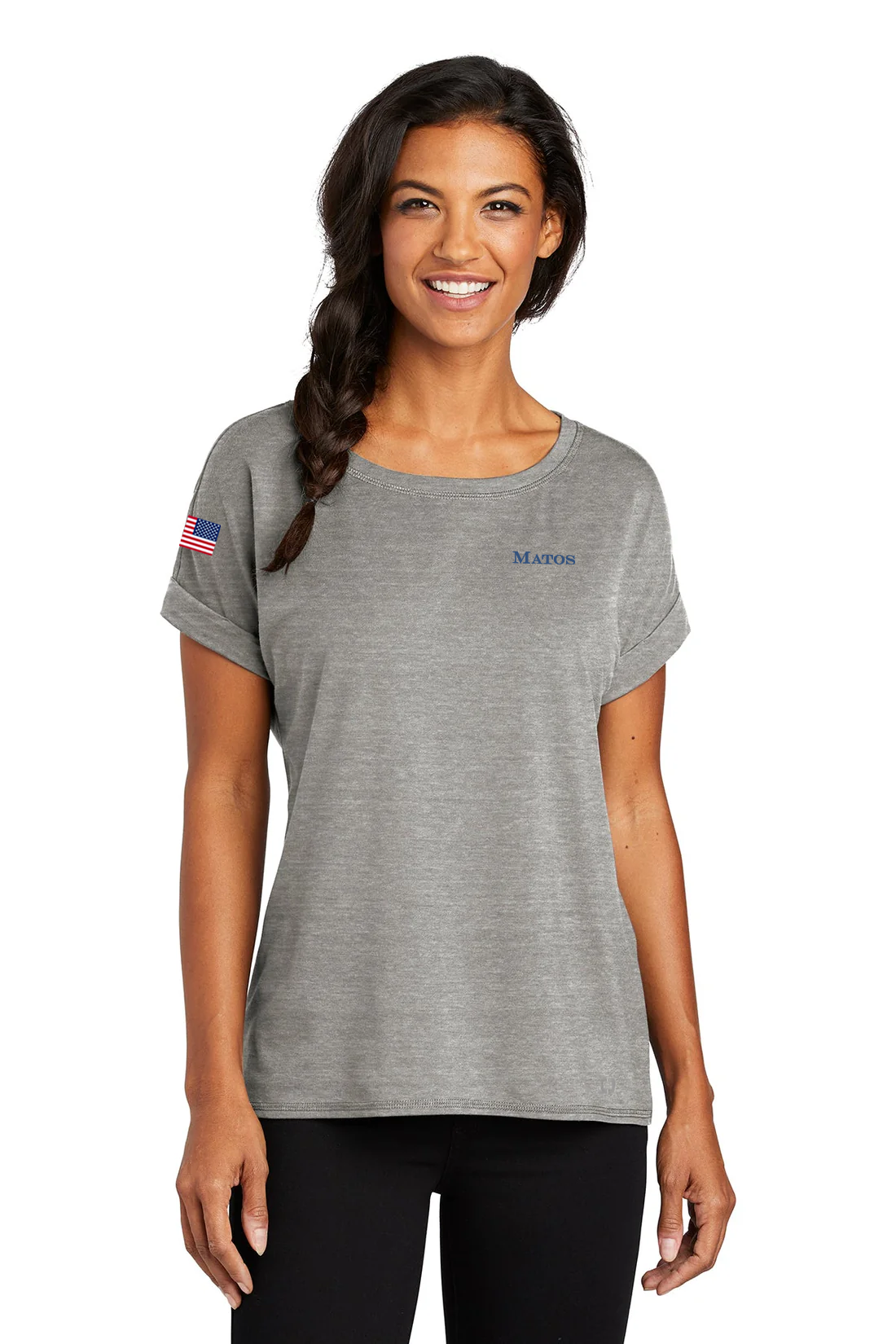 OGIO Ladies Luuma Cuffed Tee, Petrol Grey [Matos Builders]
