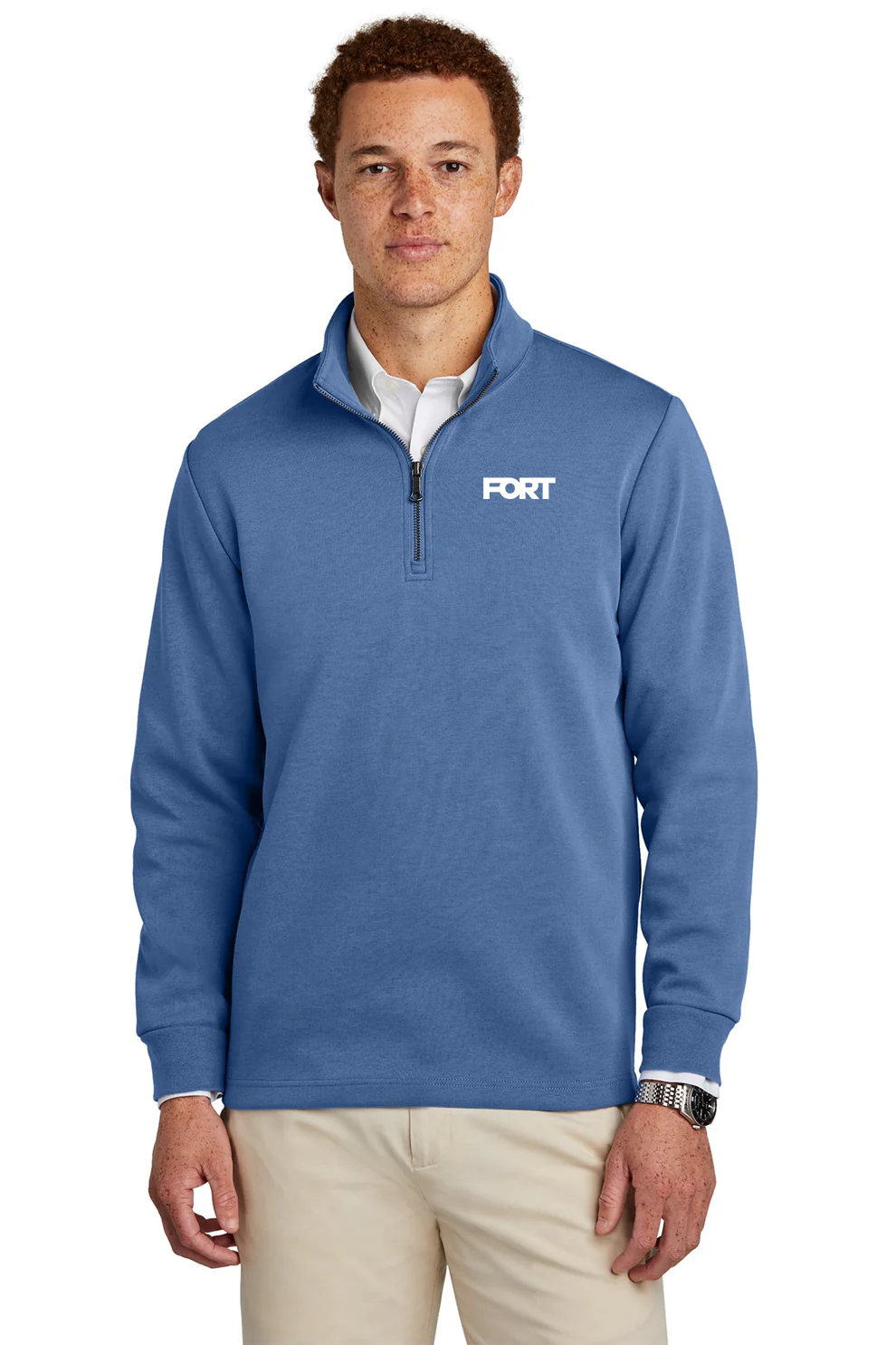 Brooks Brothers Double-Knit 1/4-Zip, Charter Blue [FORT Robotics]