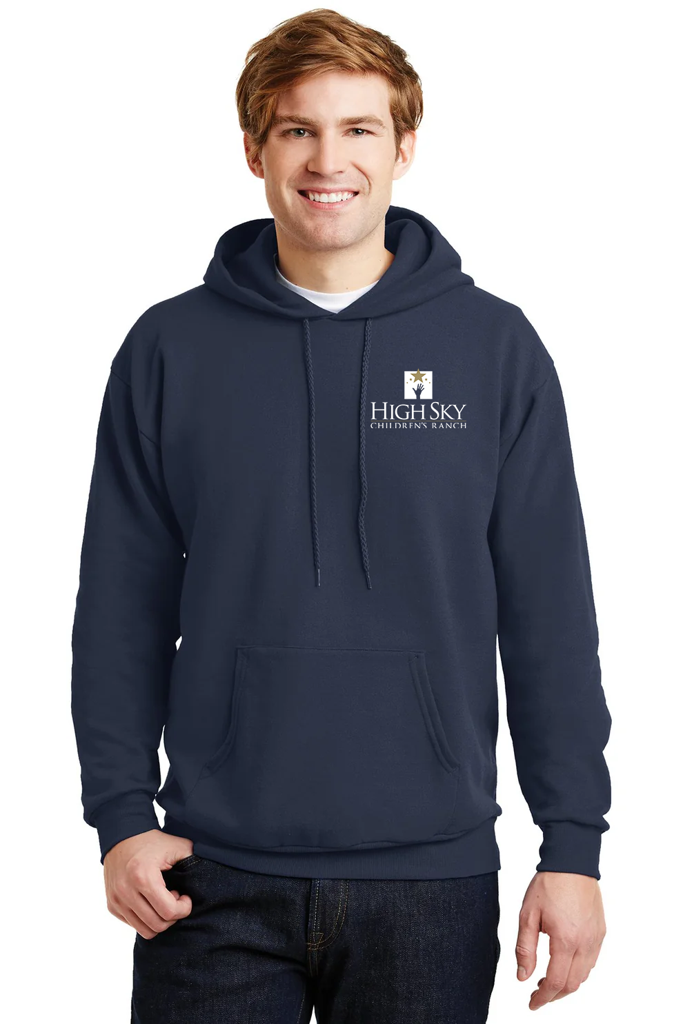 Hanes Ecosmart Pullover Hooded Sweatshirt, Navy [High Sky Children's Ranch]