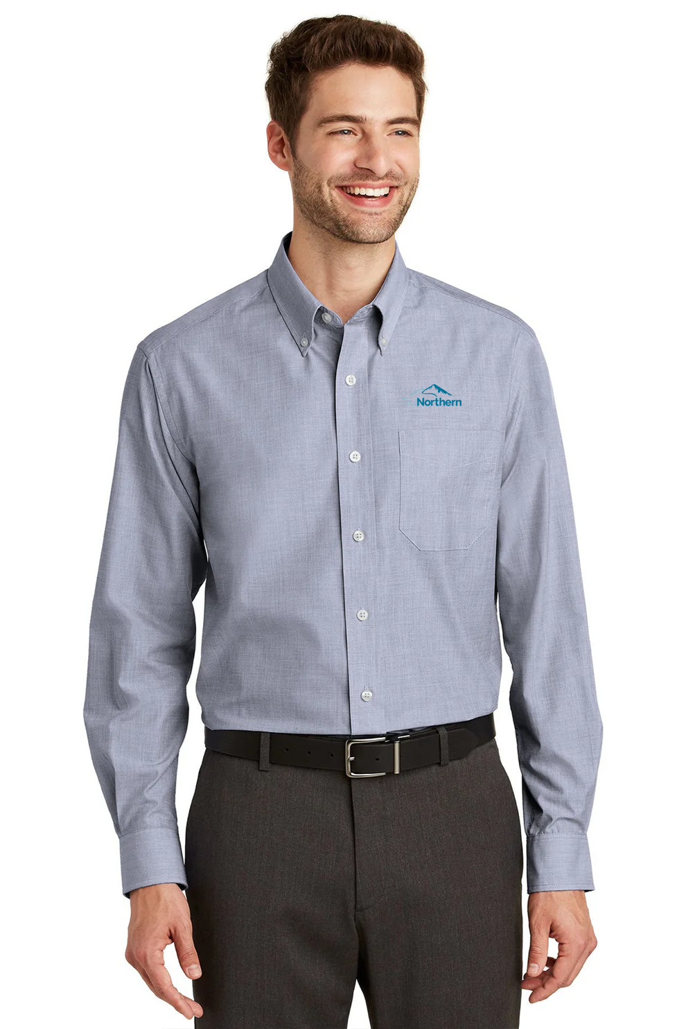 Port Authority Crosshatch Easy Care Shirt, Navy Frost [TruNorthern]