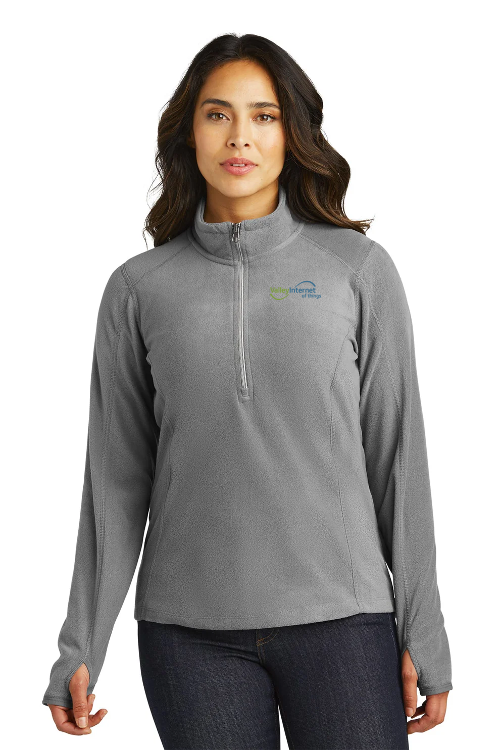 Port Authority Ladies Microfleece 1/2-Zip Pullovers, Pearl Grey [Valley Internet]