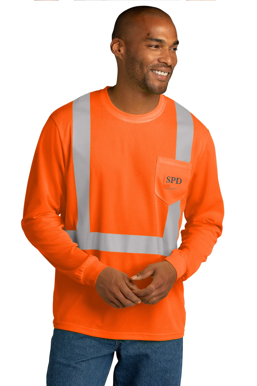 CornerStone ANSI 107 Class 2 Mesh Long Sleeve Tee, Safety Orange [Solar Pile Driver]