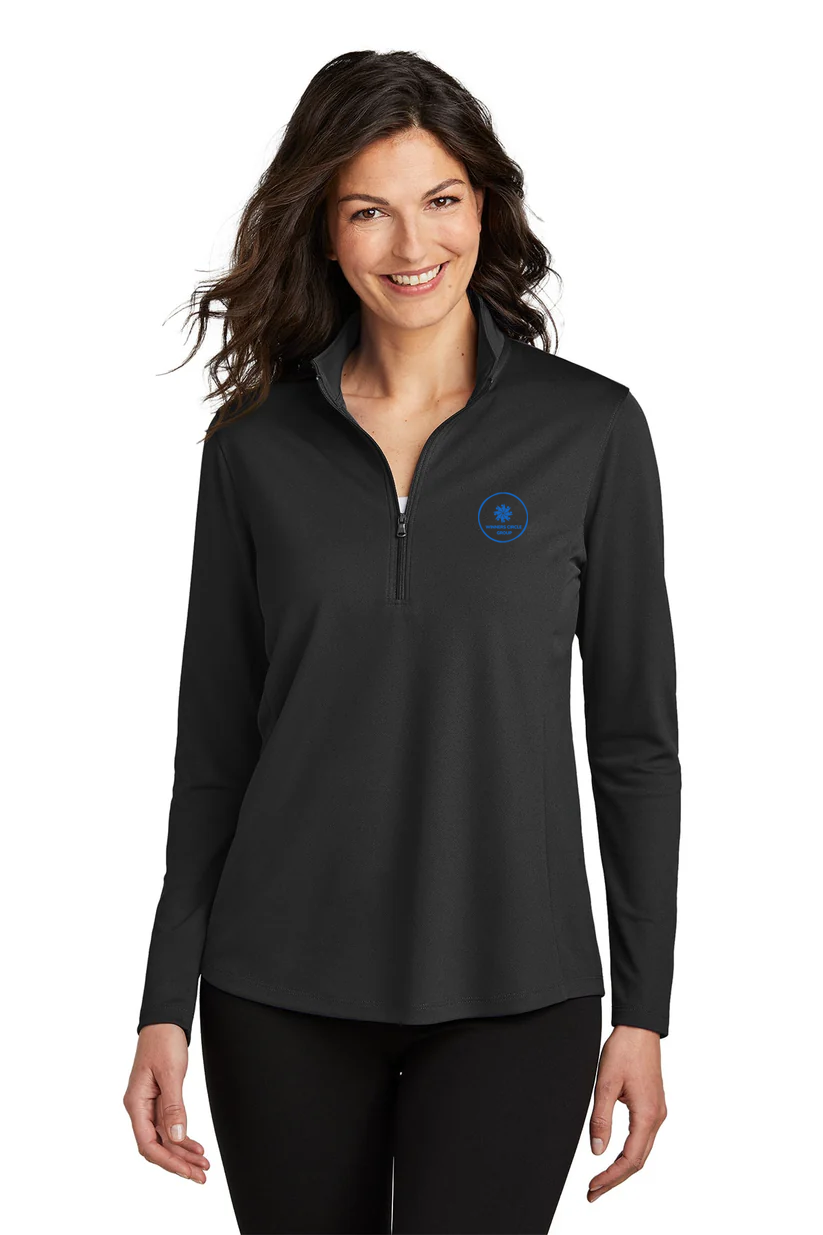 Port Authority Ladies Dry Zone UV Micro-Mesh 1/4-Zip, Deep Black [Winners Circle Group]
