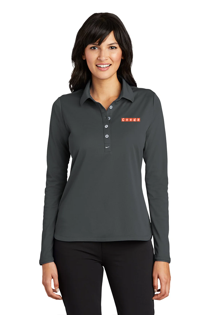 Nike Ladies Long Sleeve Dri-FIT Stretch Polo, Anthracite [Fooda]