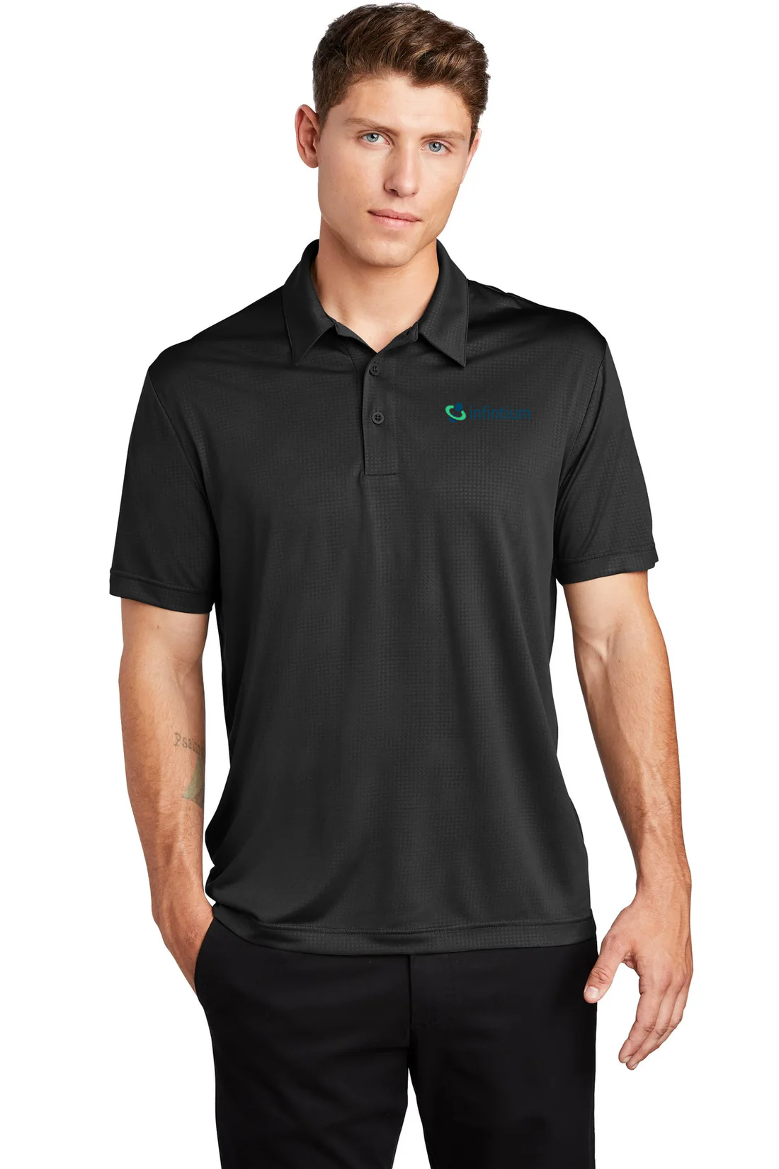 Sport-Tek Embossed PosiCharge Tough Polo, Black [Infintium Inc.]