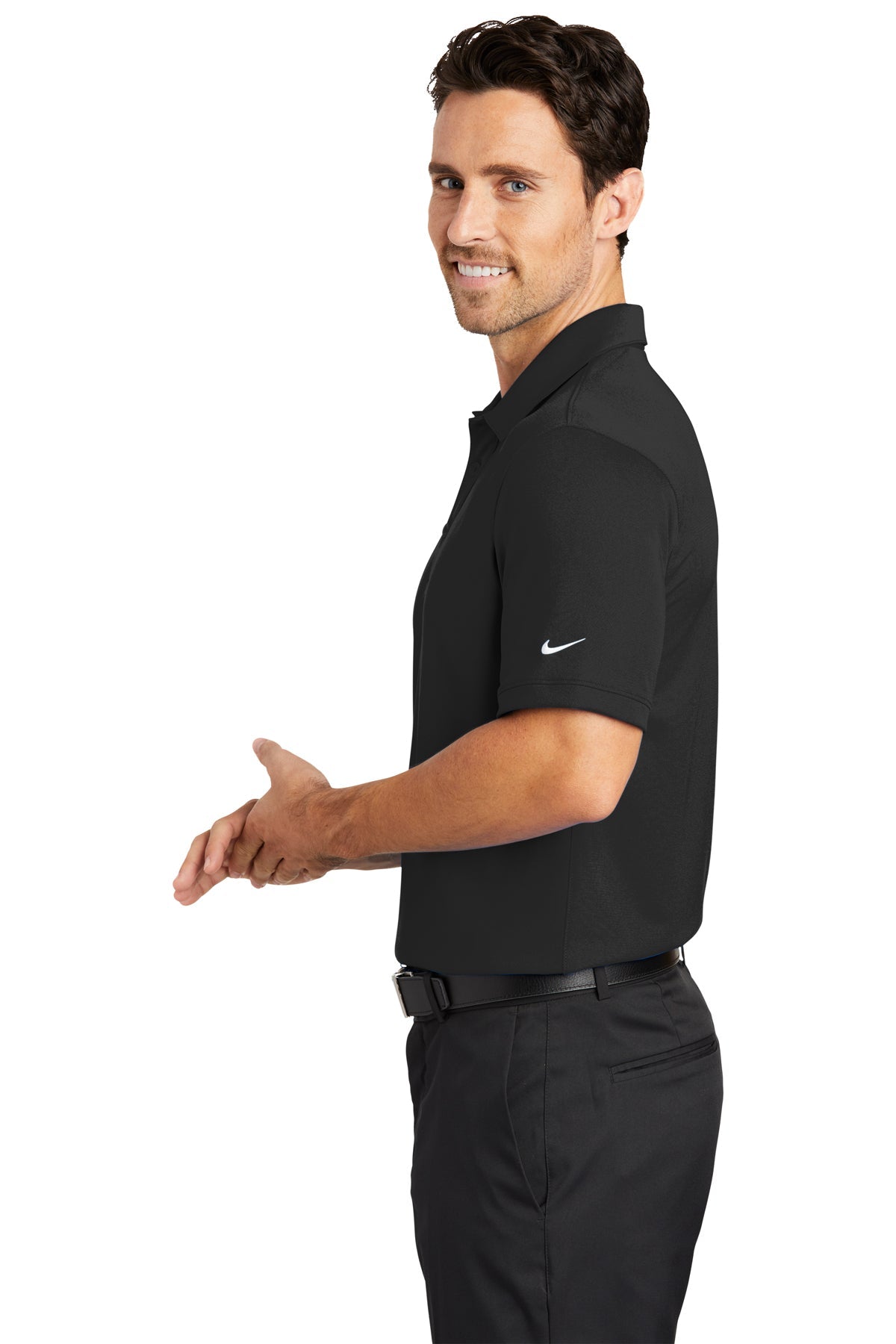Nike Dri-FIT Icon Pique Modern Fit Custom Polos, Black [Skurka Aerospace, Inc.]