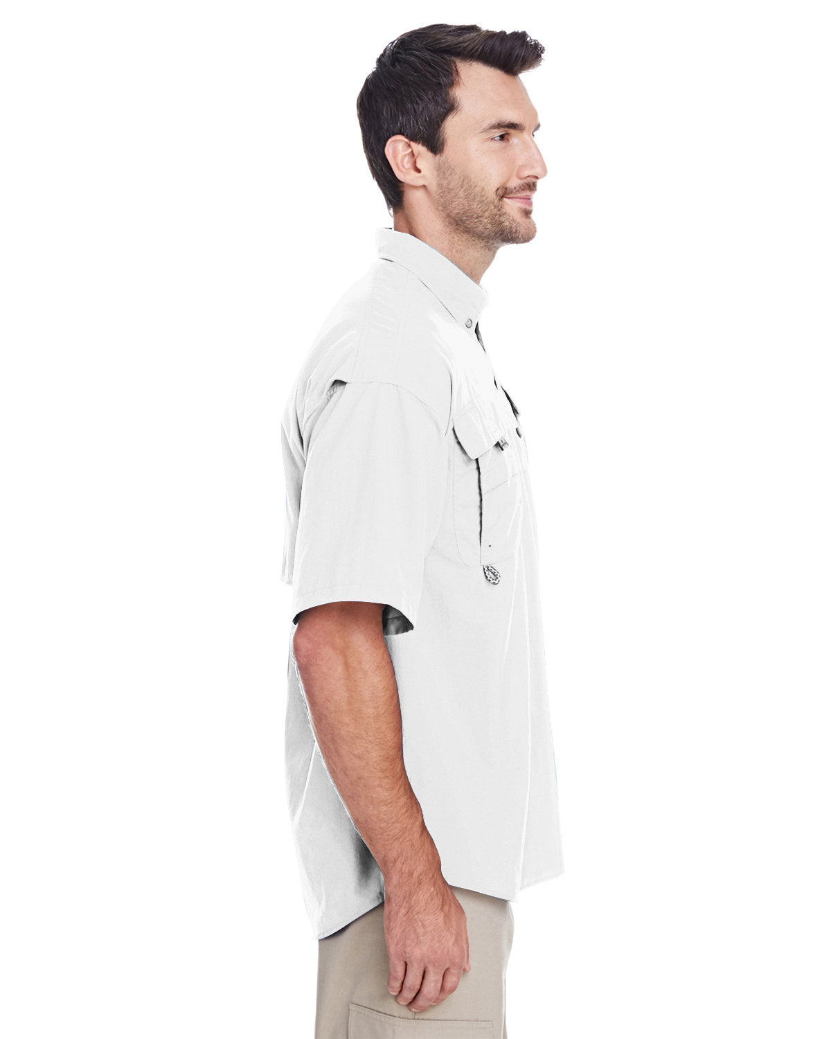 Custom Columbia Mens Bahama Short-Sleeve Shirt, White