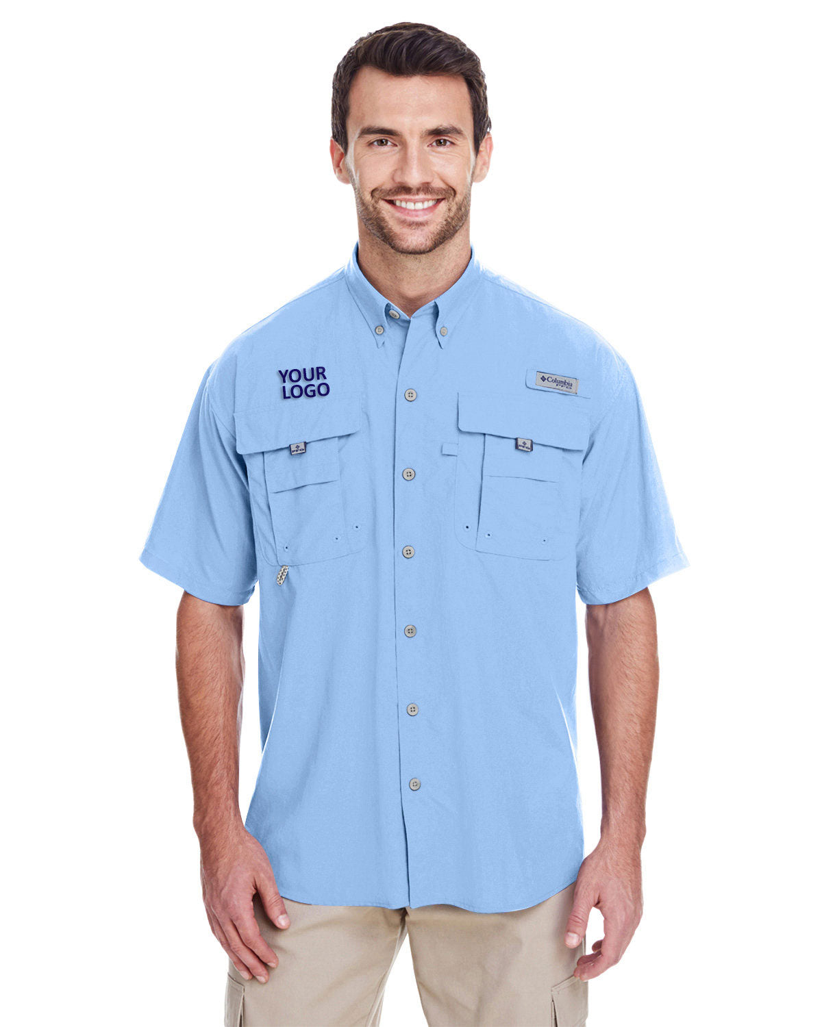 Custom Columbia Mens Bahama Short-Sleeve Shirt, Sail