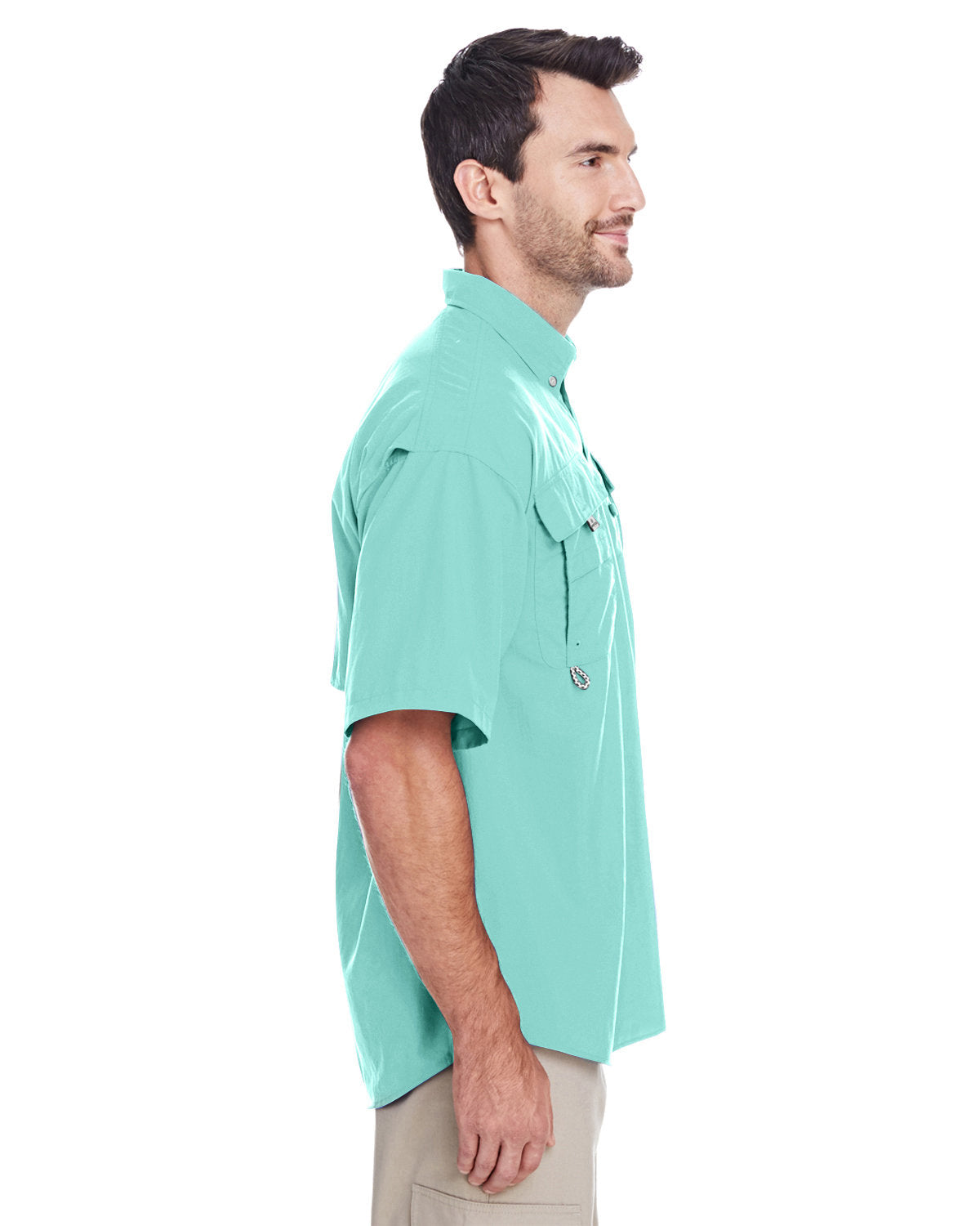 Custom Columbia Mens Bahama Short-Sleeve Shirt, Gulf Stream