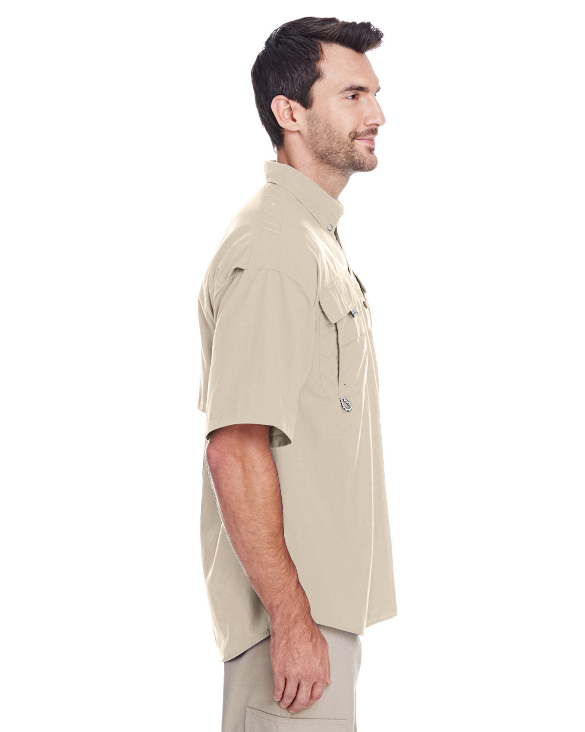 Custom Columbia Mens Bahama Short-Sleeve Shirt, Fossil