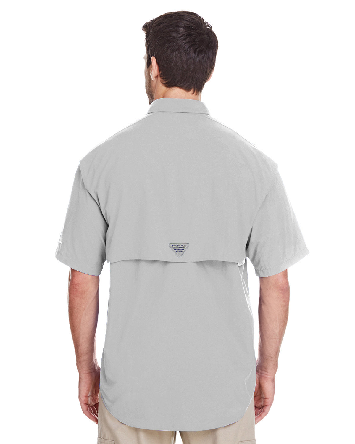 Custom Columbia Mens Bahama Short-Sleeve Shirt, Cool Grey