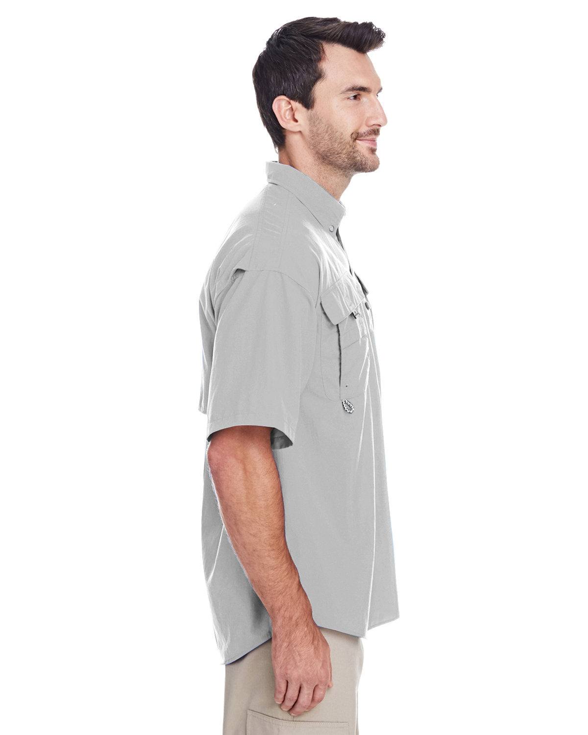 Custom Columbia Mens Bahama Short-Sleeve Shirt, Cool Grey