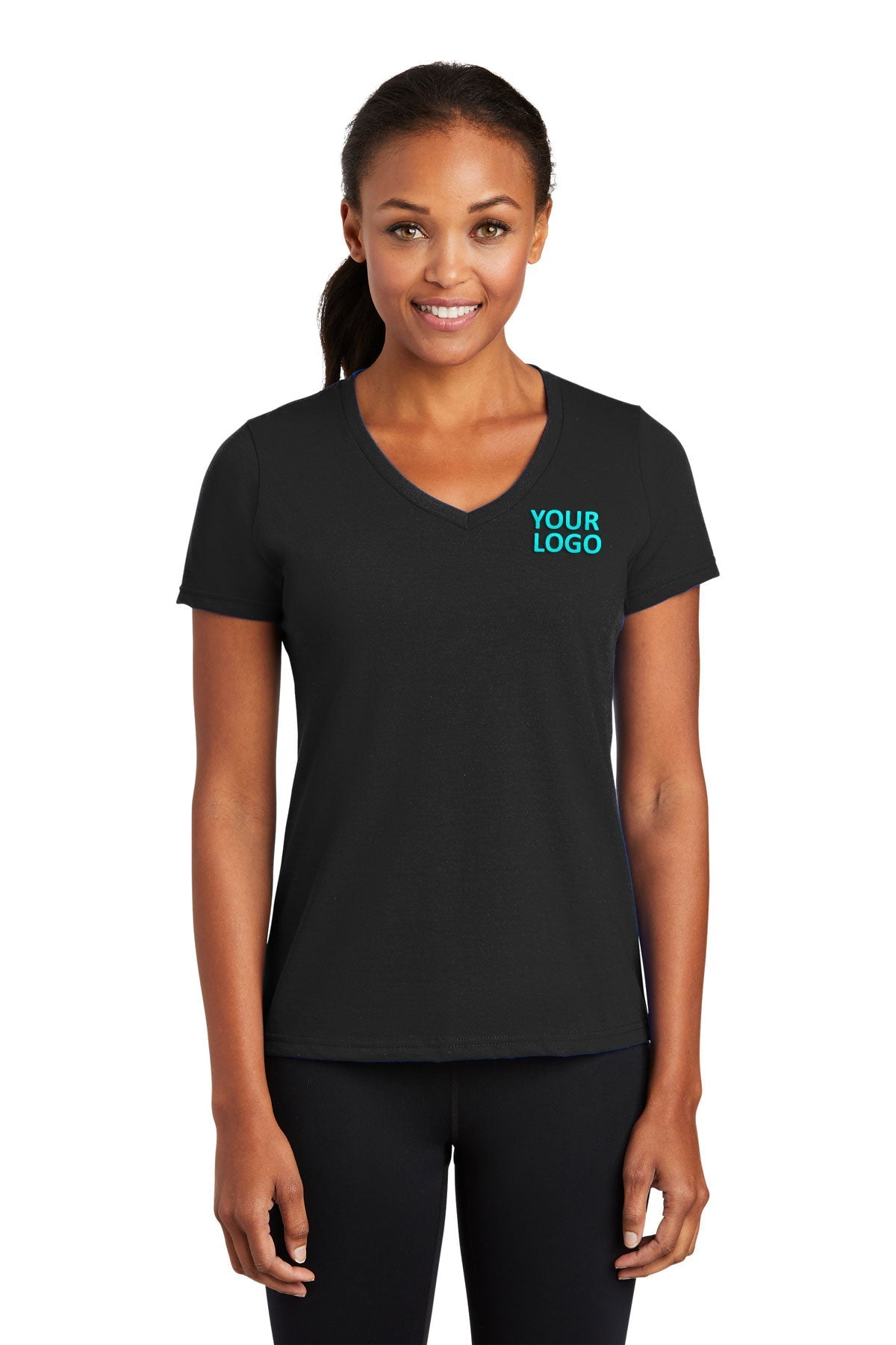 Port & Company Ladies Performance Blend Custom V-Neck Tee's, Jet Black [Orpical Technology Solutions]