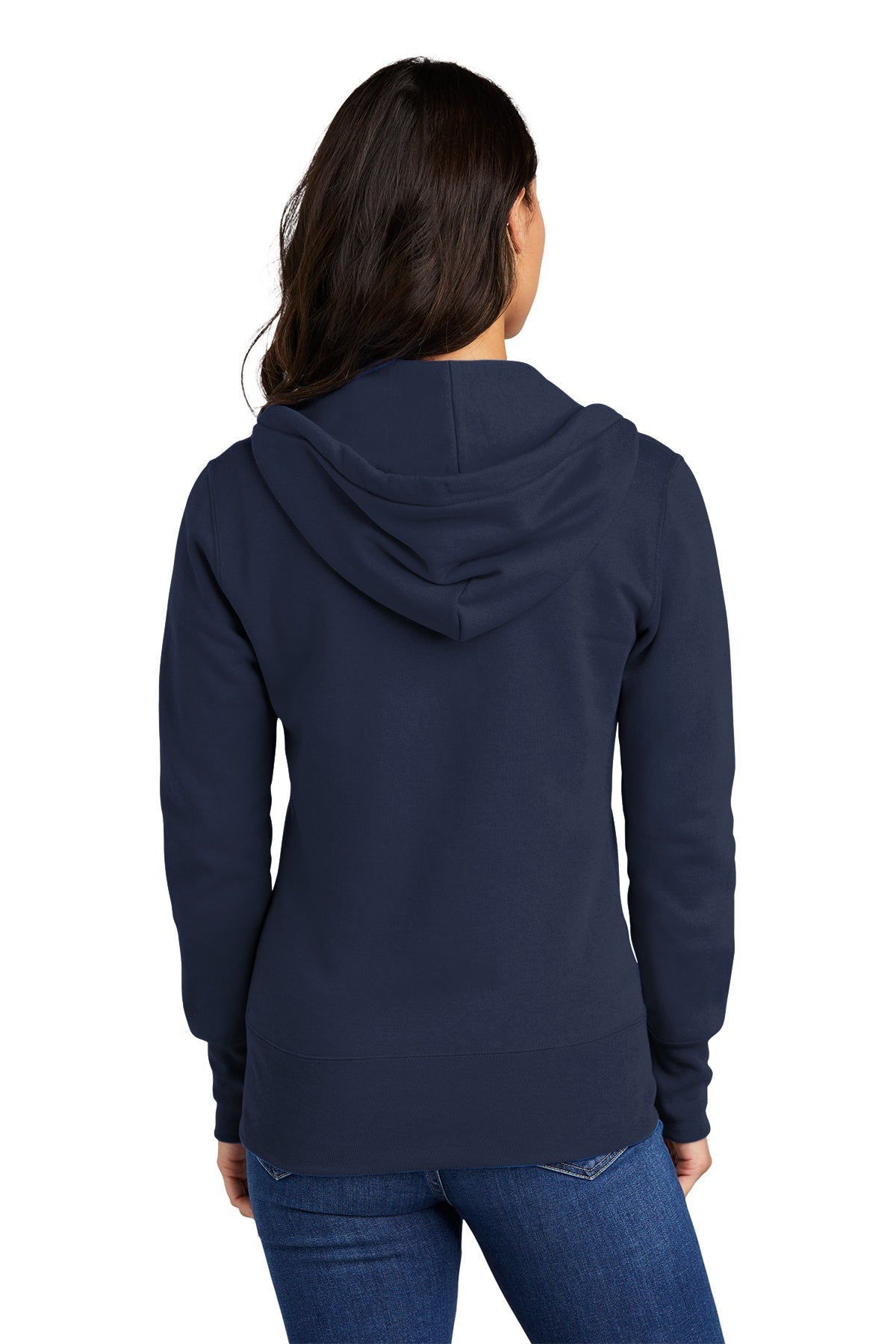 Port & Company Ladies Core Fleece Customized Zip Hoodies, Navy [Tongue Point Job Corps]
