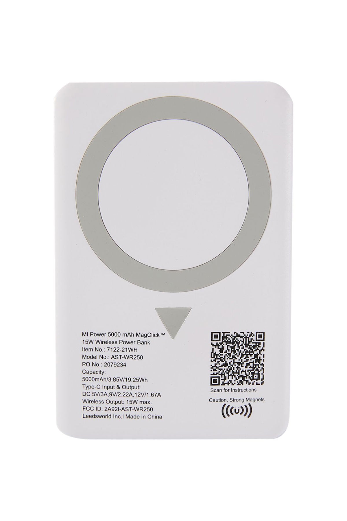 MI Power Custom 5000 mah MagClick 15W Wireless Power Bank, White