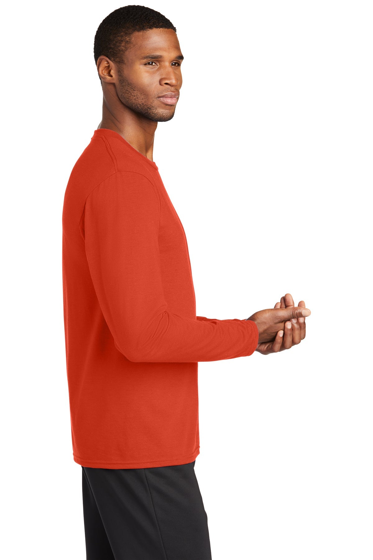Port & Company Long Sleeve Performance Custom Blend Tee's, Orange [WILS]