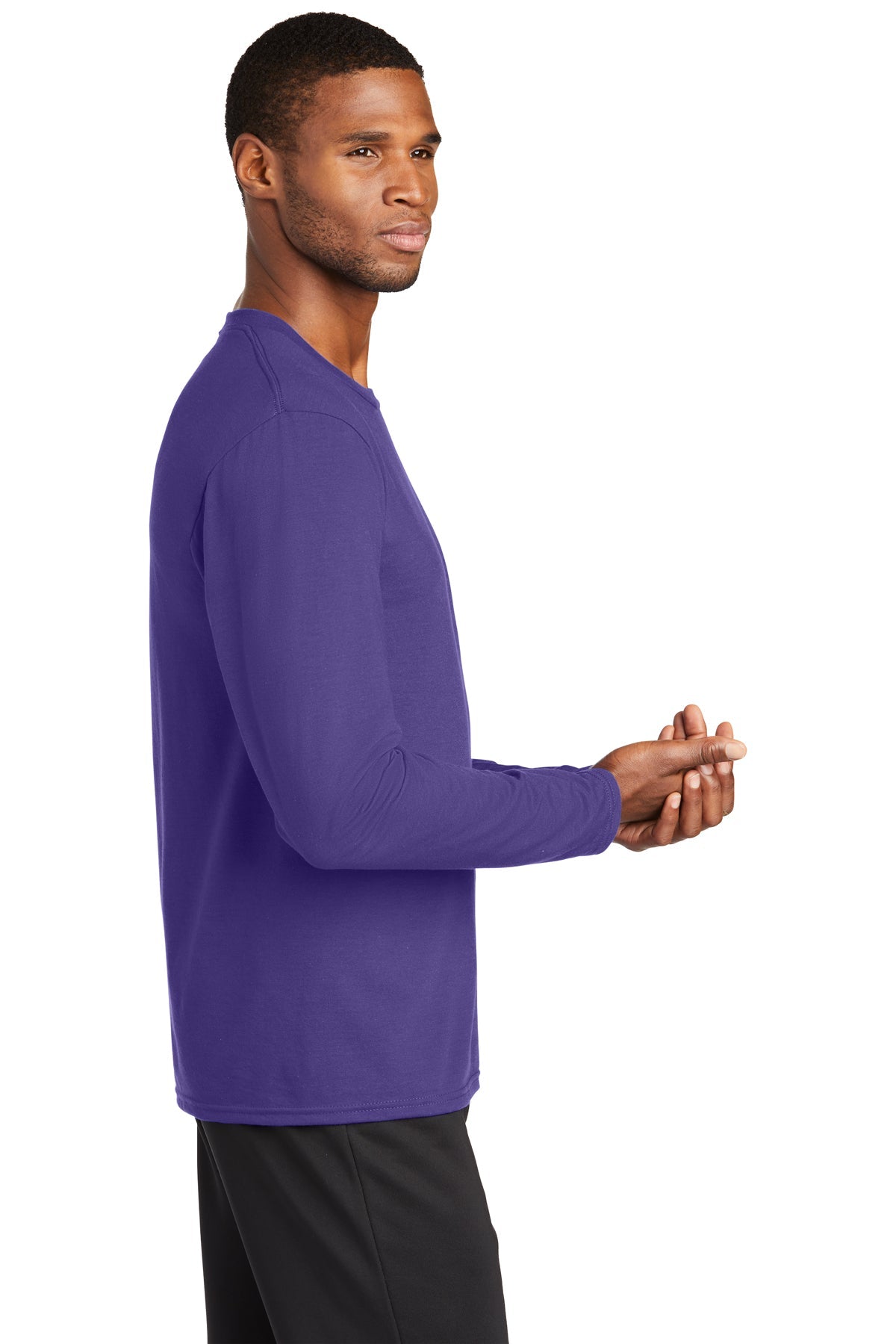 Port & Company Long Sleeve Performance Branded Blend Tee's, Purple [WILS]
