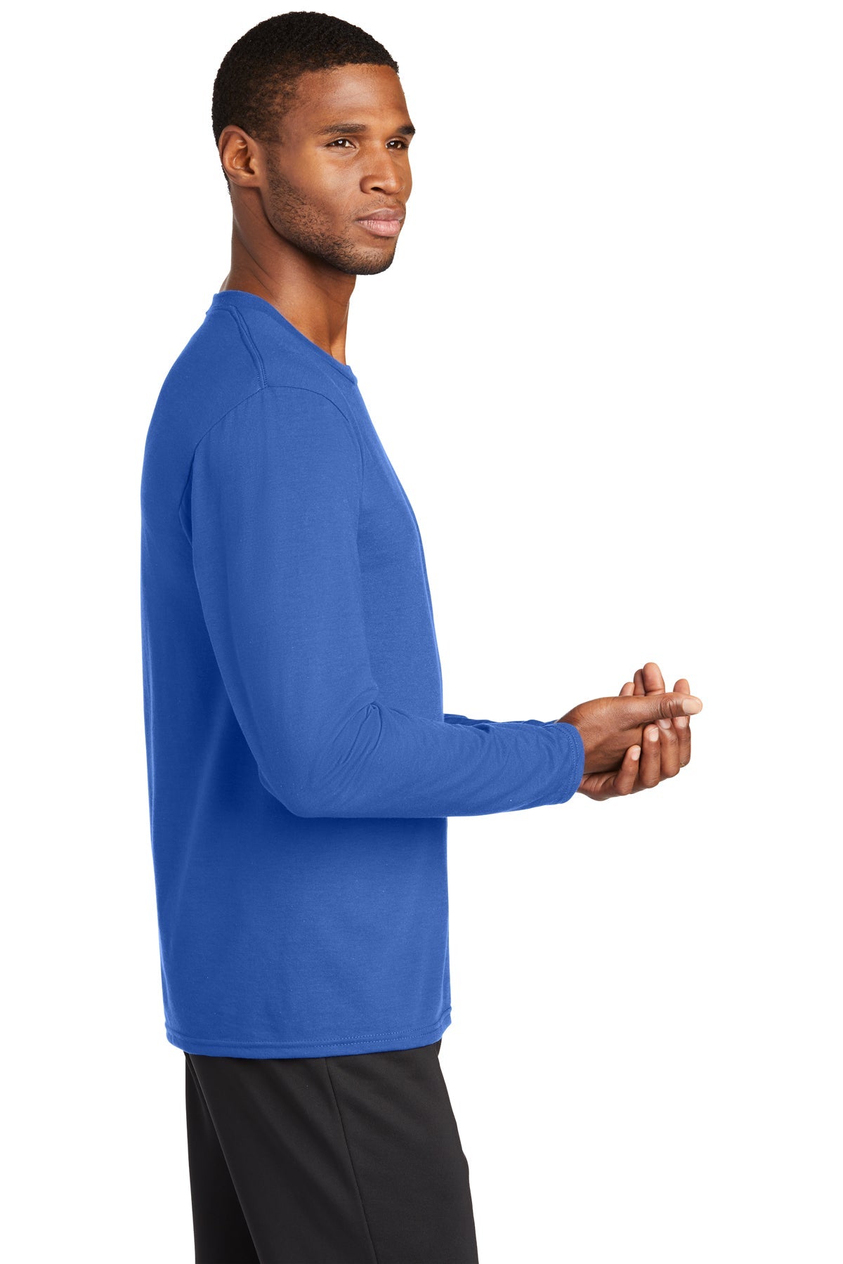 Port & Company Long Sleeve Performance Branded Blend Tee's, True Royal [WILS]