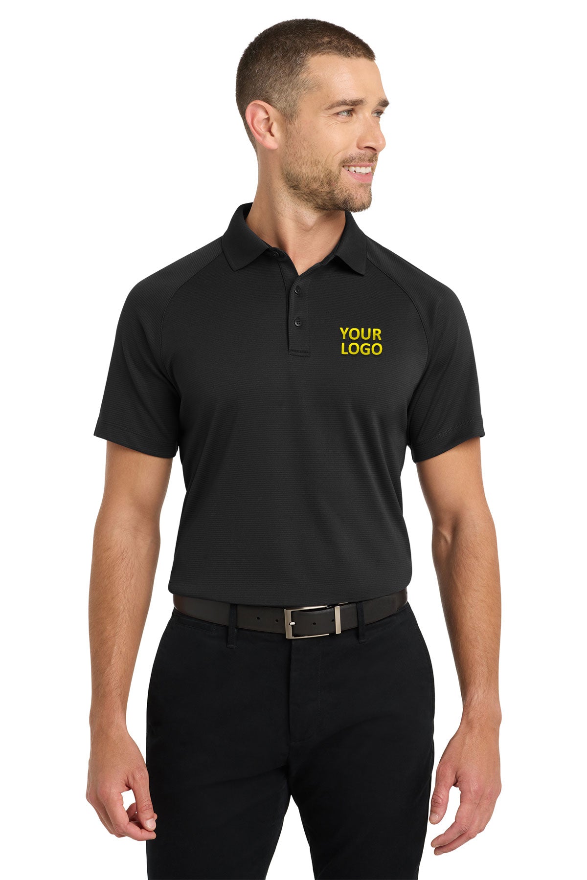 Port Authority Crossover Raglan Custom Polos, Black [Sumitomo Drive Technologies]