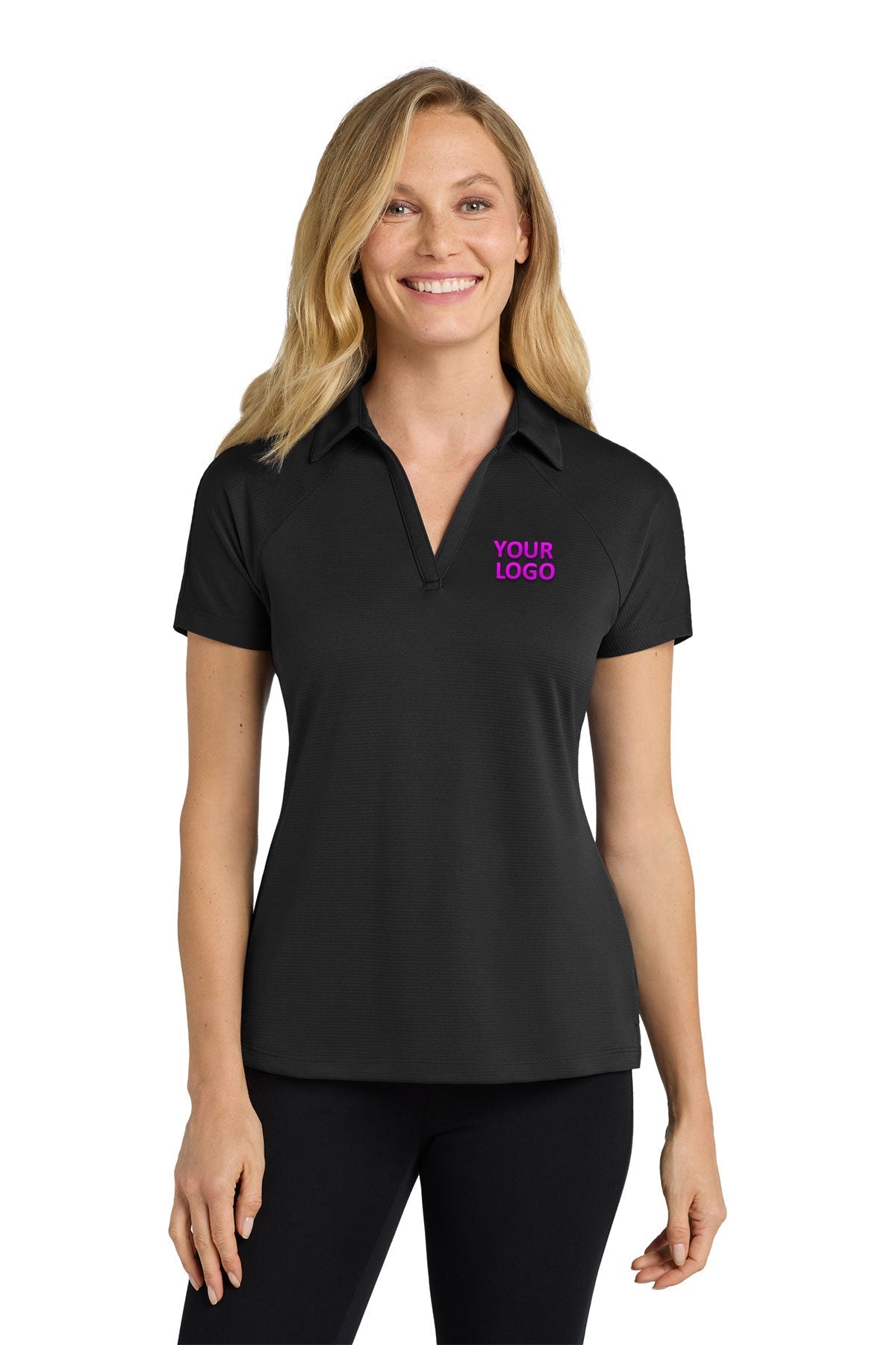 Port Authority Women's Crossover Raglan Custom Polos, Black [Elmwood Homes]