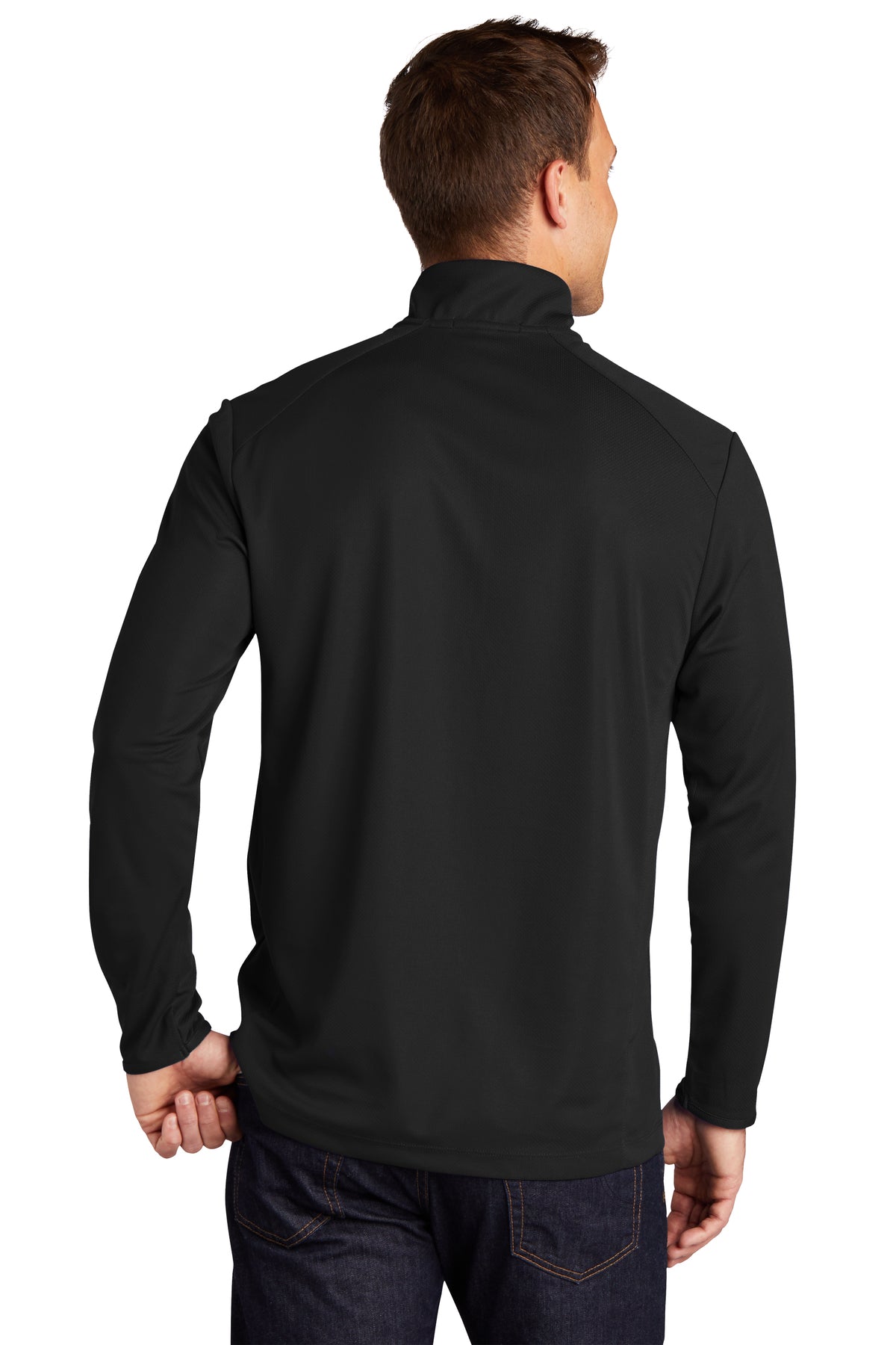 Port Authority Pinpoint Mesh Branded 1/2-Zip, Black [NCT]