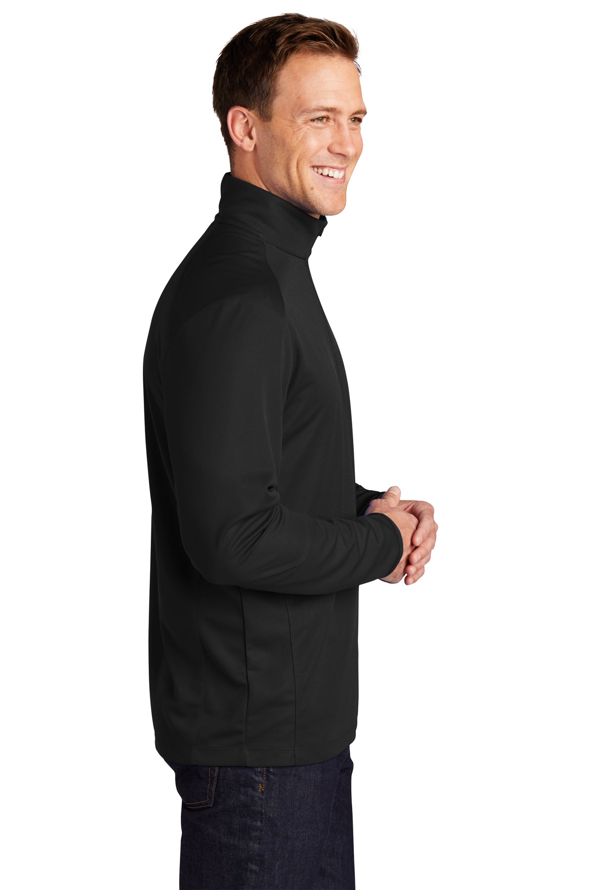 Port Authority Pinpoint Mesh Branded 1/2-Zip, Black [NCT]