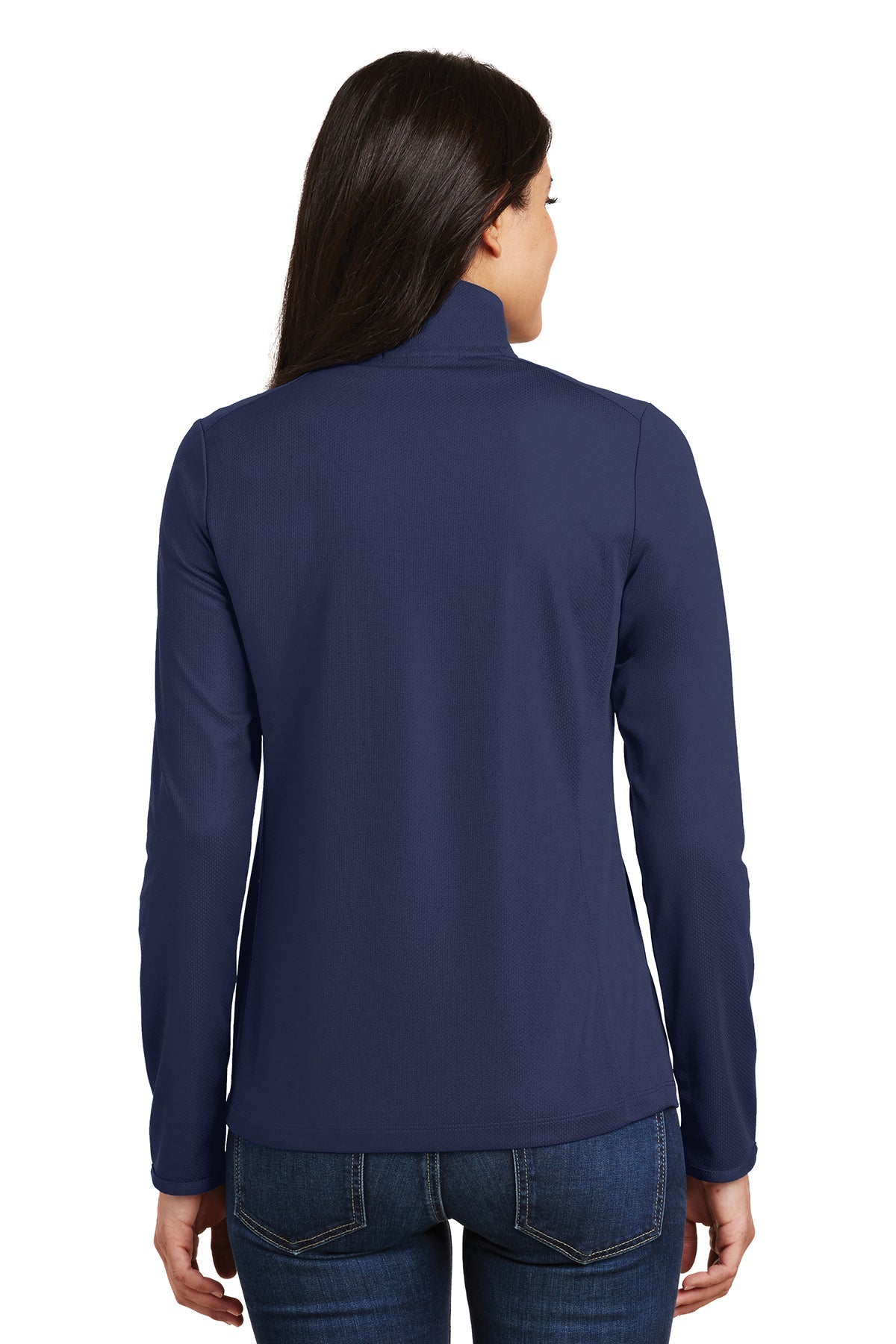 Port Authority Ladies Pinpoint Mesh Branded 1/2-Zip, True Navy [Maine State Credit Union]