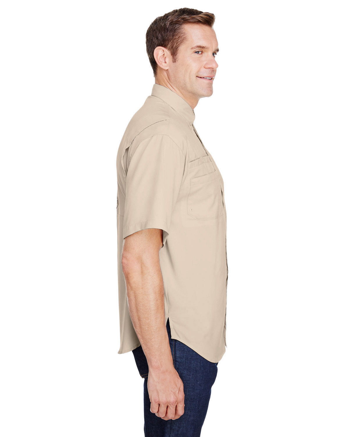 Custom Columbia Mens Tamiami Short-Sleeve Shirt, Fossil