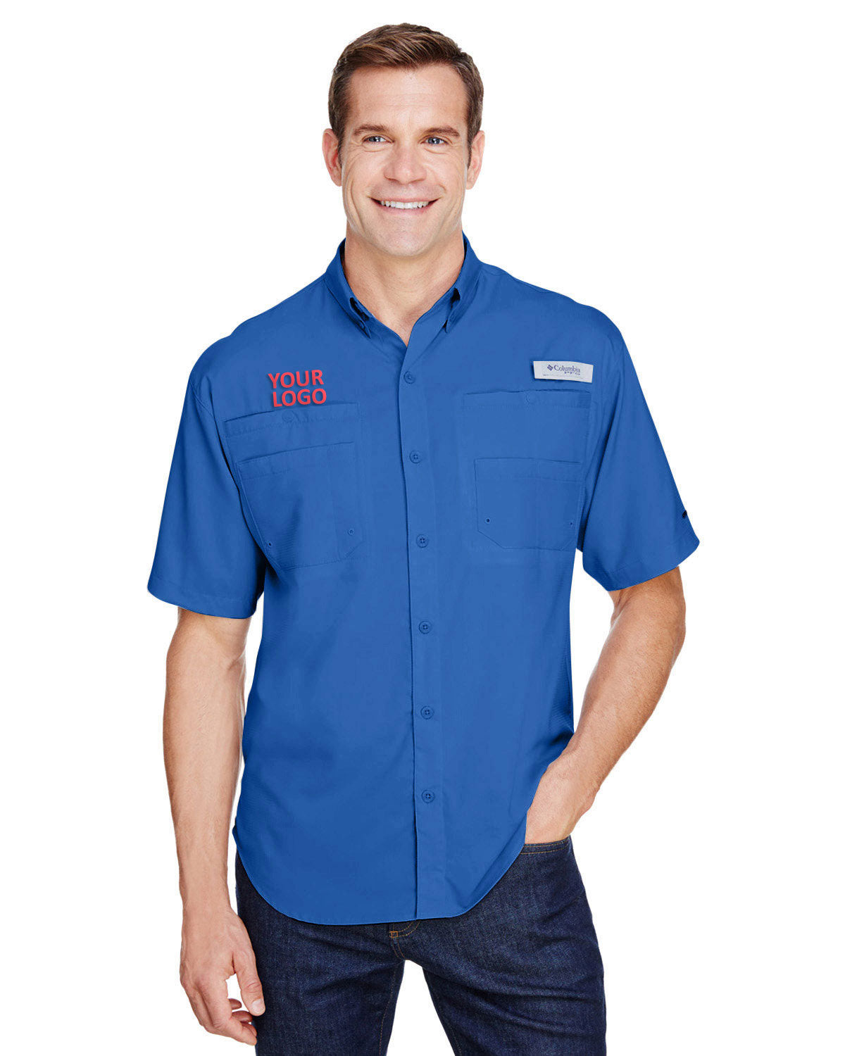 Columbia Vivid Blue 7266 custom logo shirts